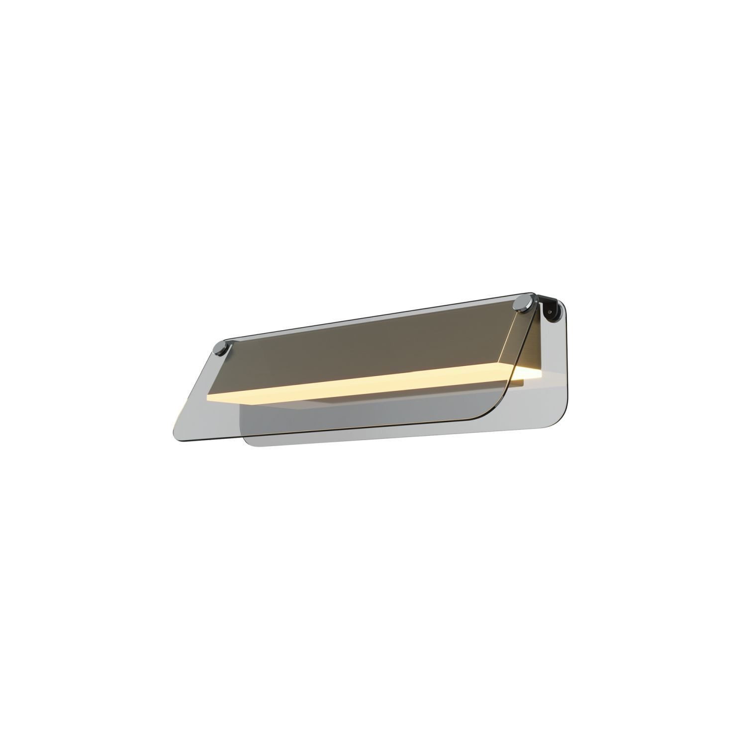 Licht-Erlebnisse Wandleuchte SOMI, LED fest integriert, Warmweiß, LED Metall Rauchglas B: 30 cm in Messing Grau länglich 730 lm Modern