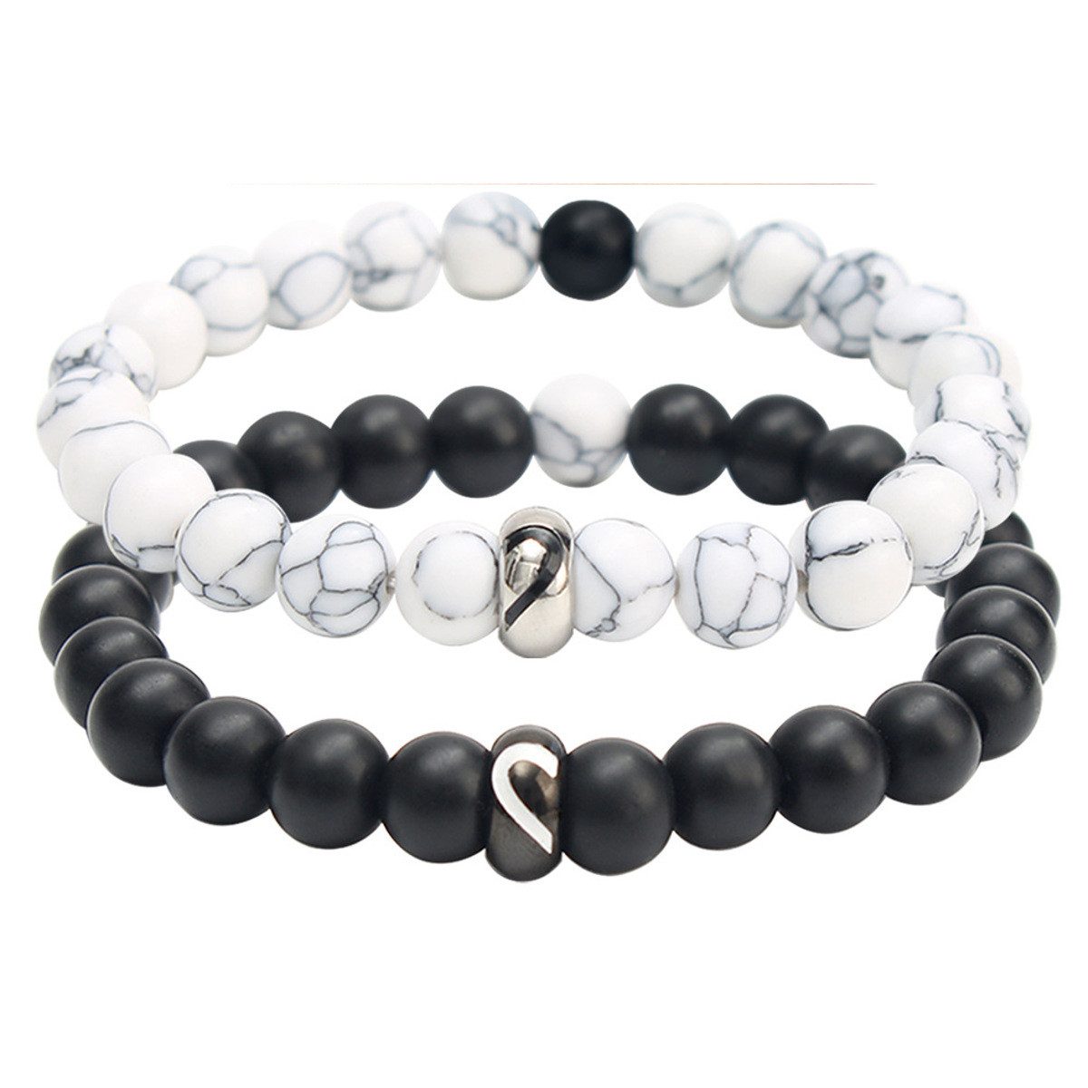 KARMA Armband Set Partnerarmbänder Herz Armband Freundschaftsarmband Paarschmuck (Damen Herren Perlenarmband, 2-tlg., Damenschmuck Herrenschmuck Damenarmband Herrenarmband), modern Unisex Armbandset