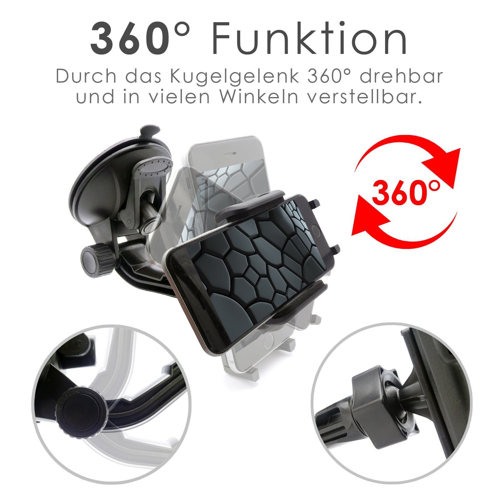 scozzi Handy-Halterung Handyhalterung Auto Saugnapf Windschutzscheibe Scheibe Handy Halter – Bild 3 von 5