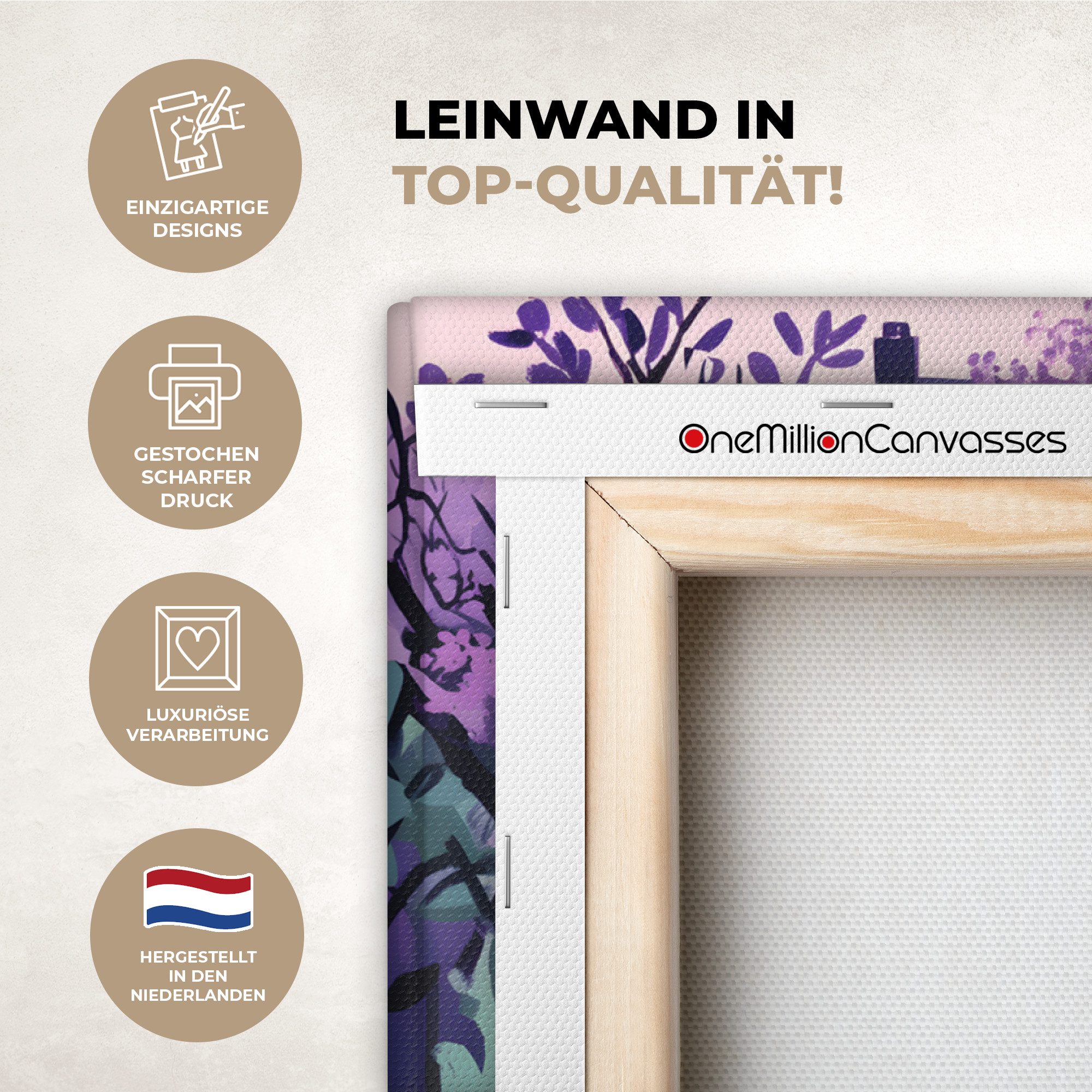 OneMillionCanvasses® Leinwandbild Panorama Park - Bäume - Blumen - Gebäude, Fotodruck (1 St), Wandbild, Deko Schlafzimmer Wohnzimmer Flur 40x20 cm
