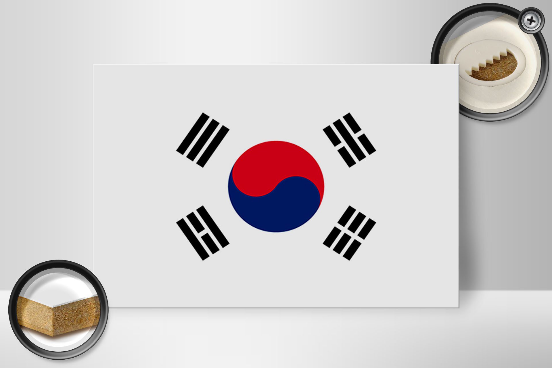 Femer GmbH Holzbild Flagge Südkoreas 30x20cm Flag of South Korea, Flaggen (1 St), Glatte Holzfaserplatte (MDF), vorn beschichtet
