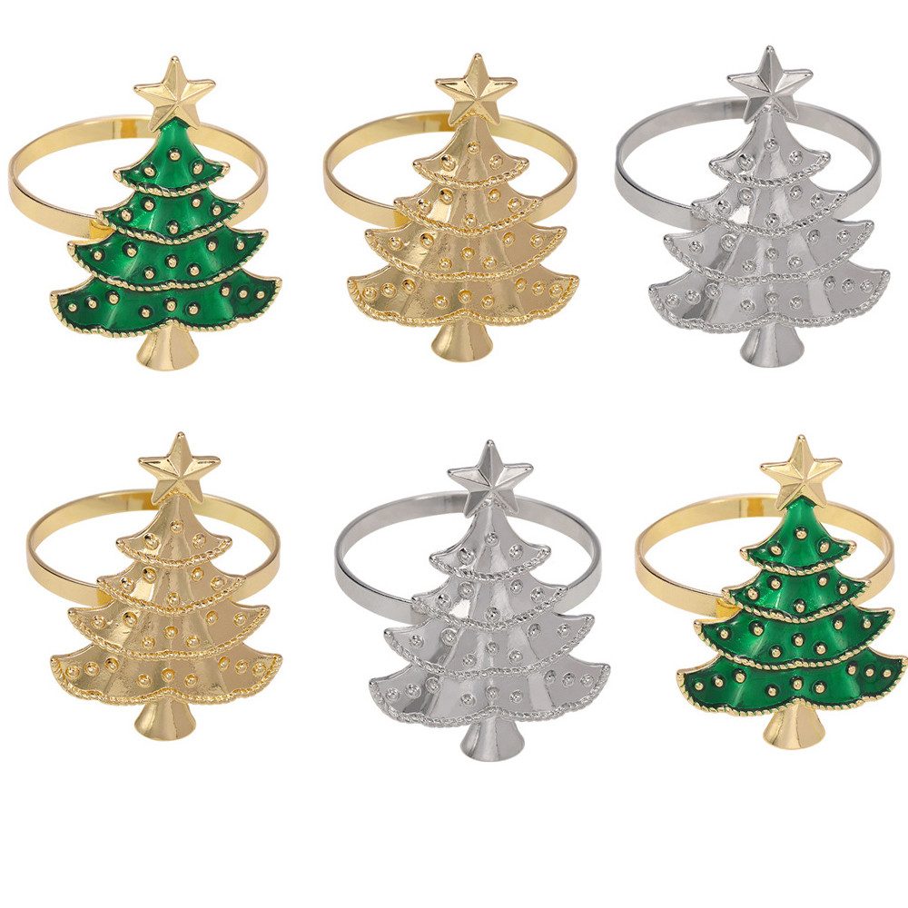 Bextsrack Serviettenring 6 Stücke Weihnachten Serviettenringe, Hirsch Schneeflocke Weihnachtsbaum Serviettenschnalle