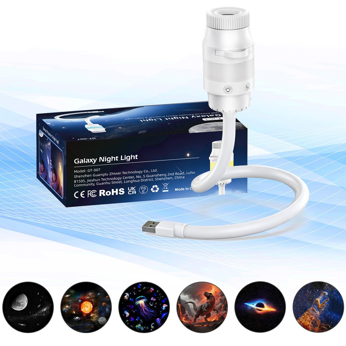 VIVIHEYDAY LED Nachtlicht 2 in-1 Galaxy Projector Night Light, Sternenhimmel Projektor für Auto, Schlafzimmerdekoration & Kinderzimmer, 360° Drehung, USB-Stromversorgung