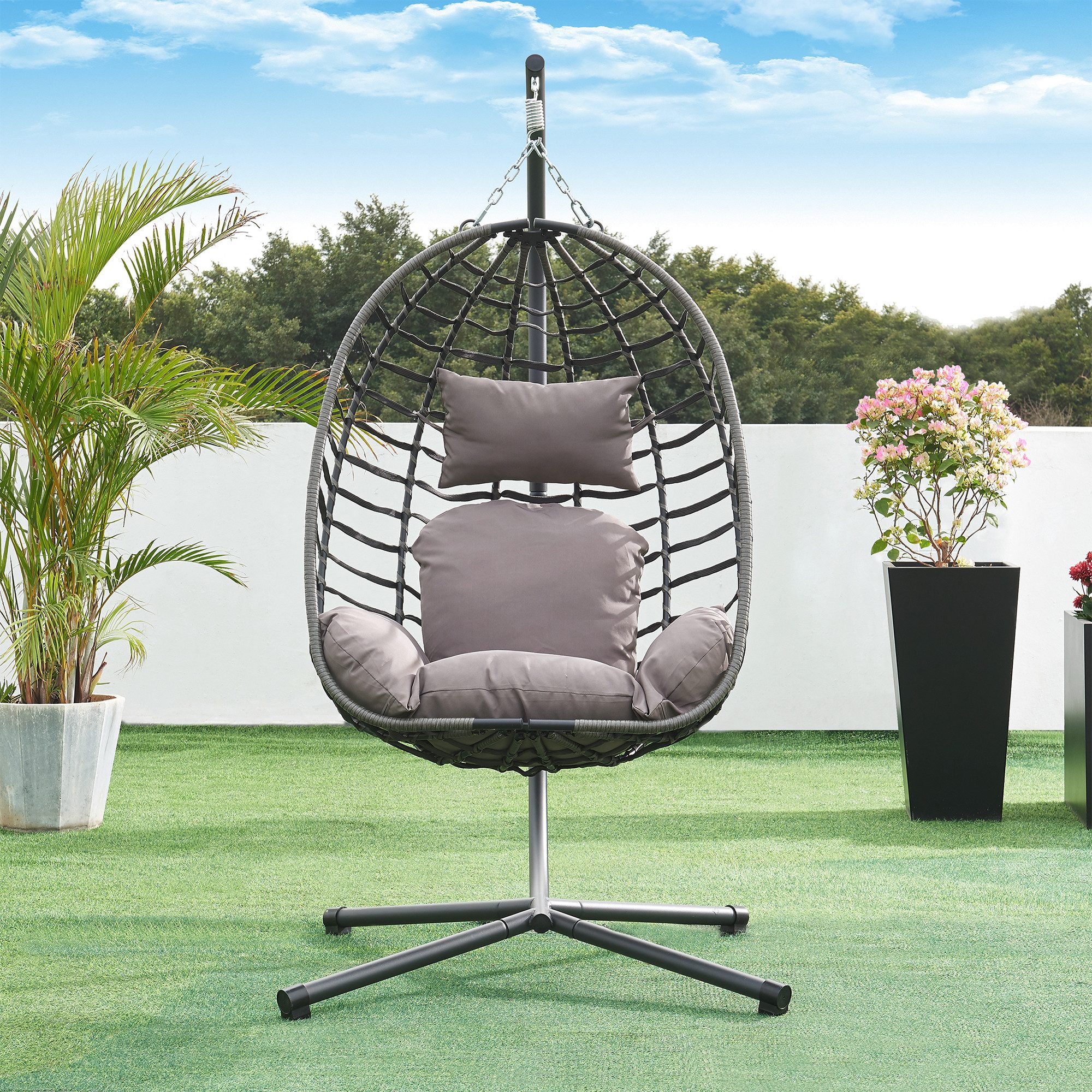 en.casa Hängesessel, mit Gestell »Kandsvas« für 1 Person 198 x 110 x 95 cm günstig online kaufen