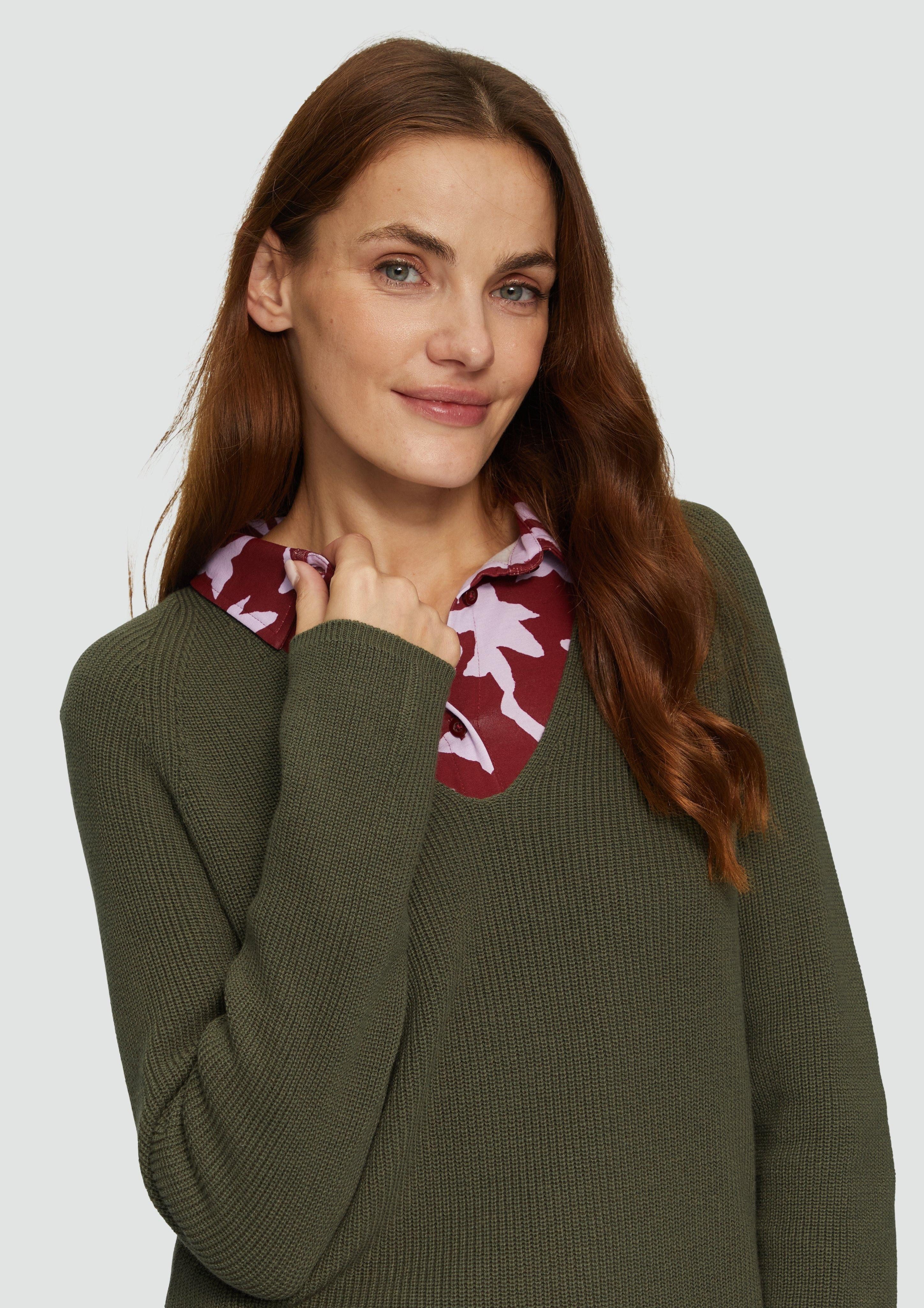s.Oliver Strickpullover Strickpullover mit V-Ausschnitt aus günstig online kaufen