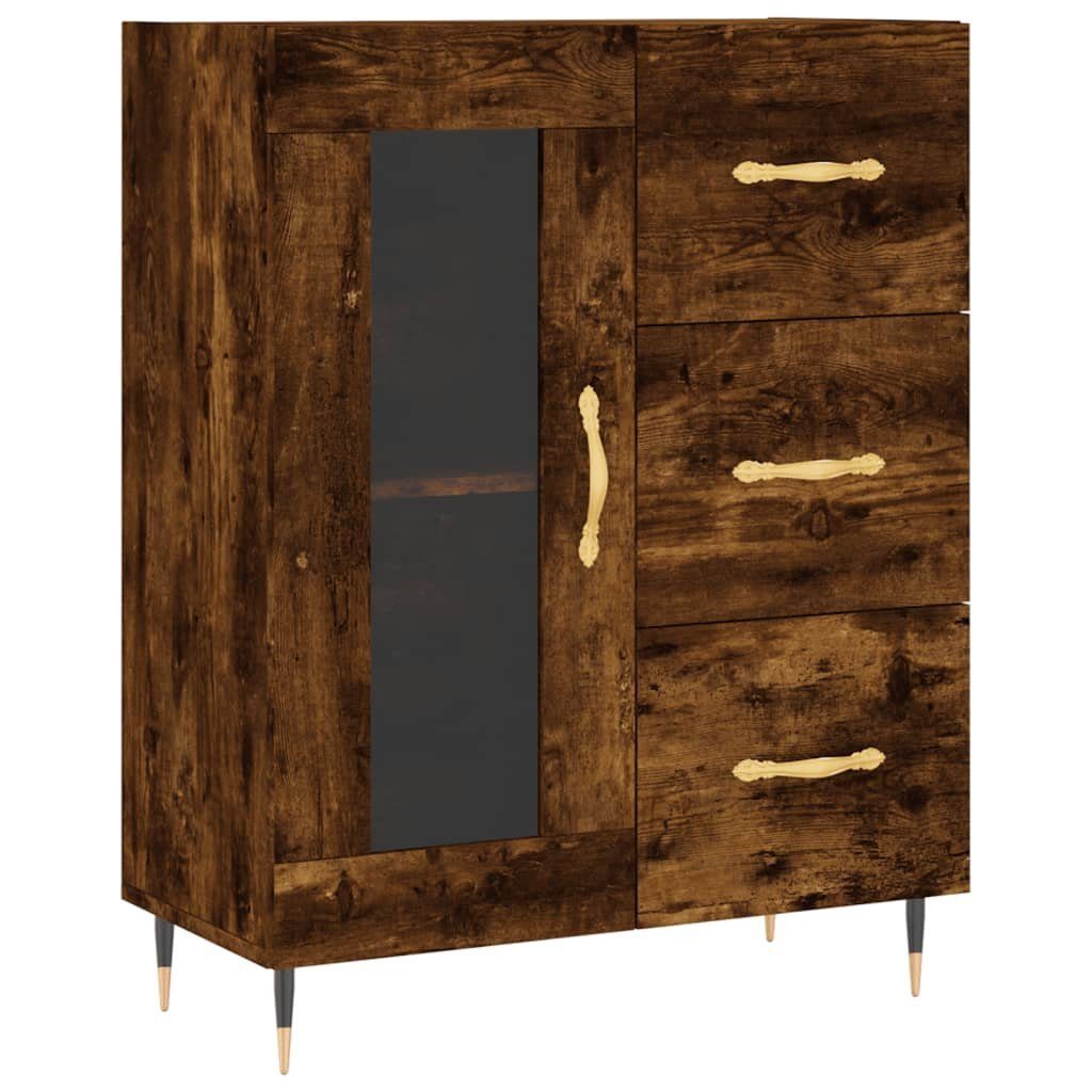 Sideboard Sideboard Räuchereiche 69,5x34x90 cm Spanplatte Glas Vitrine