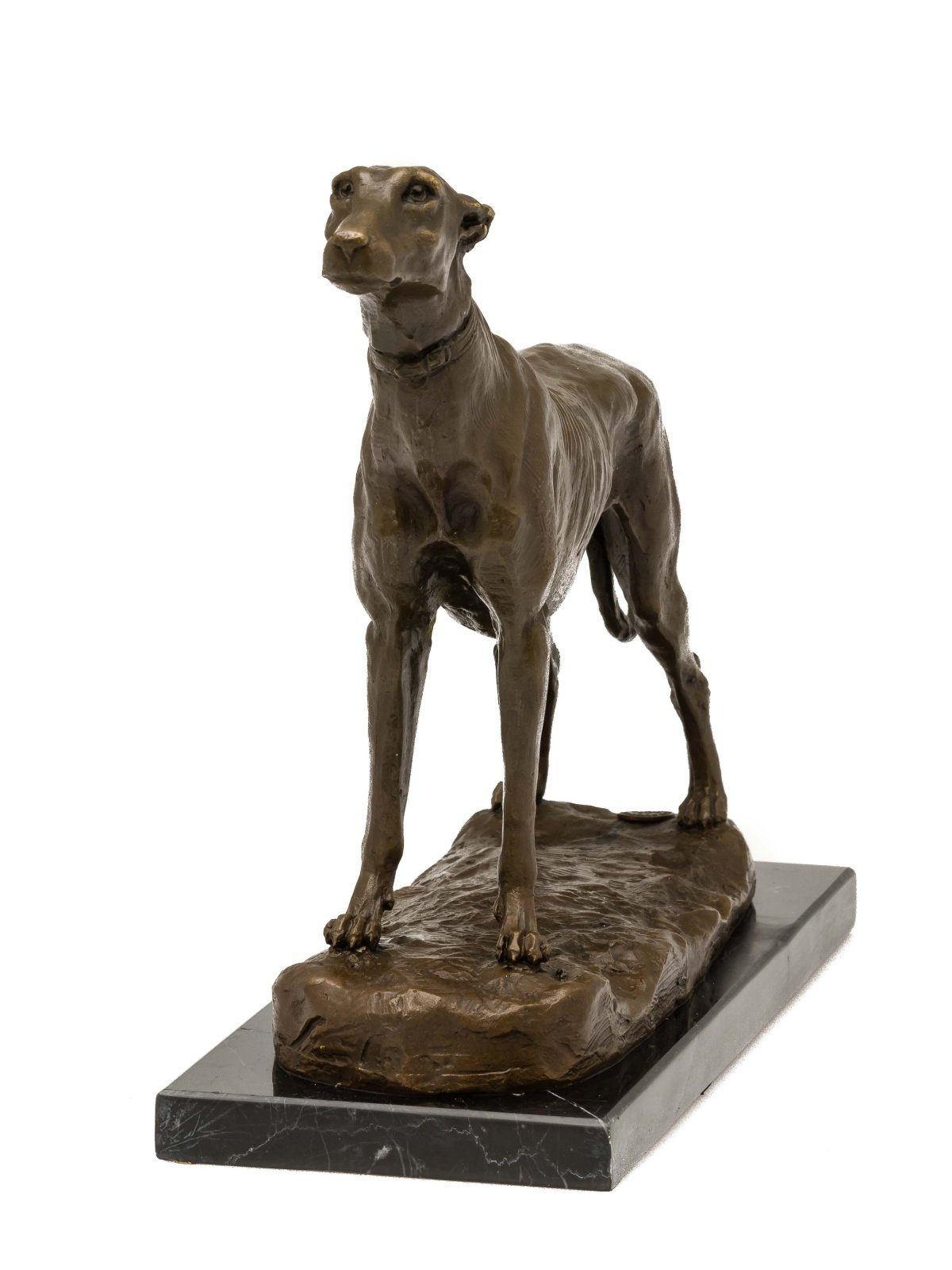 Aubaho Skulptur Bronzeskulptur Hund nach Emmanuel Repl Figur Windhund Skulptur Fremiet