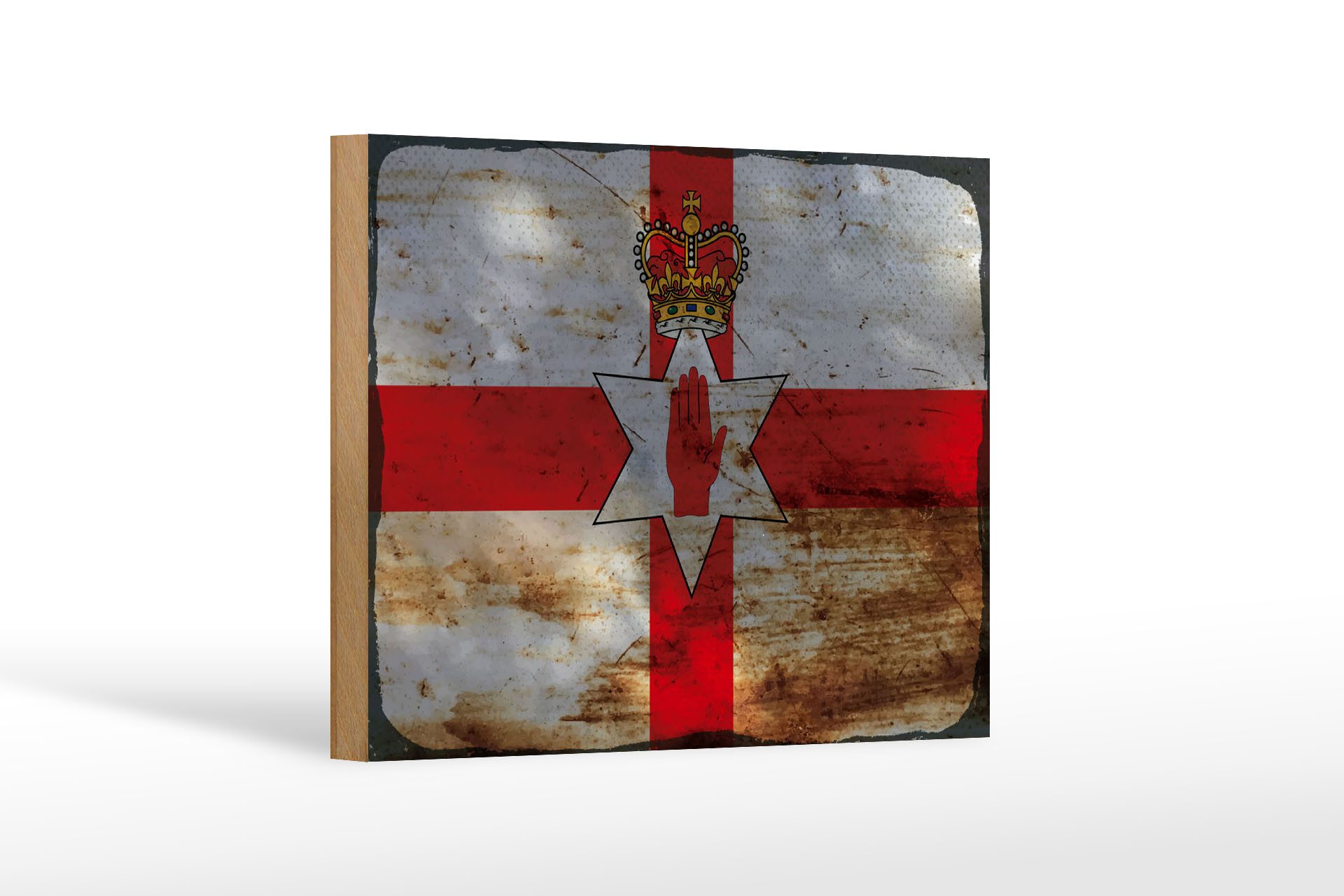 Femer GmbH Holzbild Flagge Nordirland 18x12 cm Flag Rost, Flaggen (1 St), Glatte Holzfaserplatte (MDF), vorn beschichtet