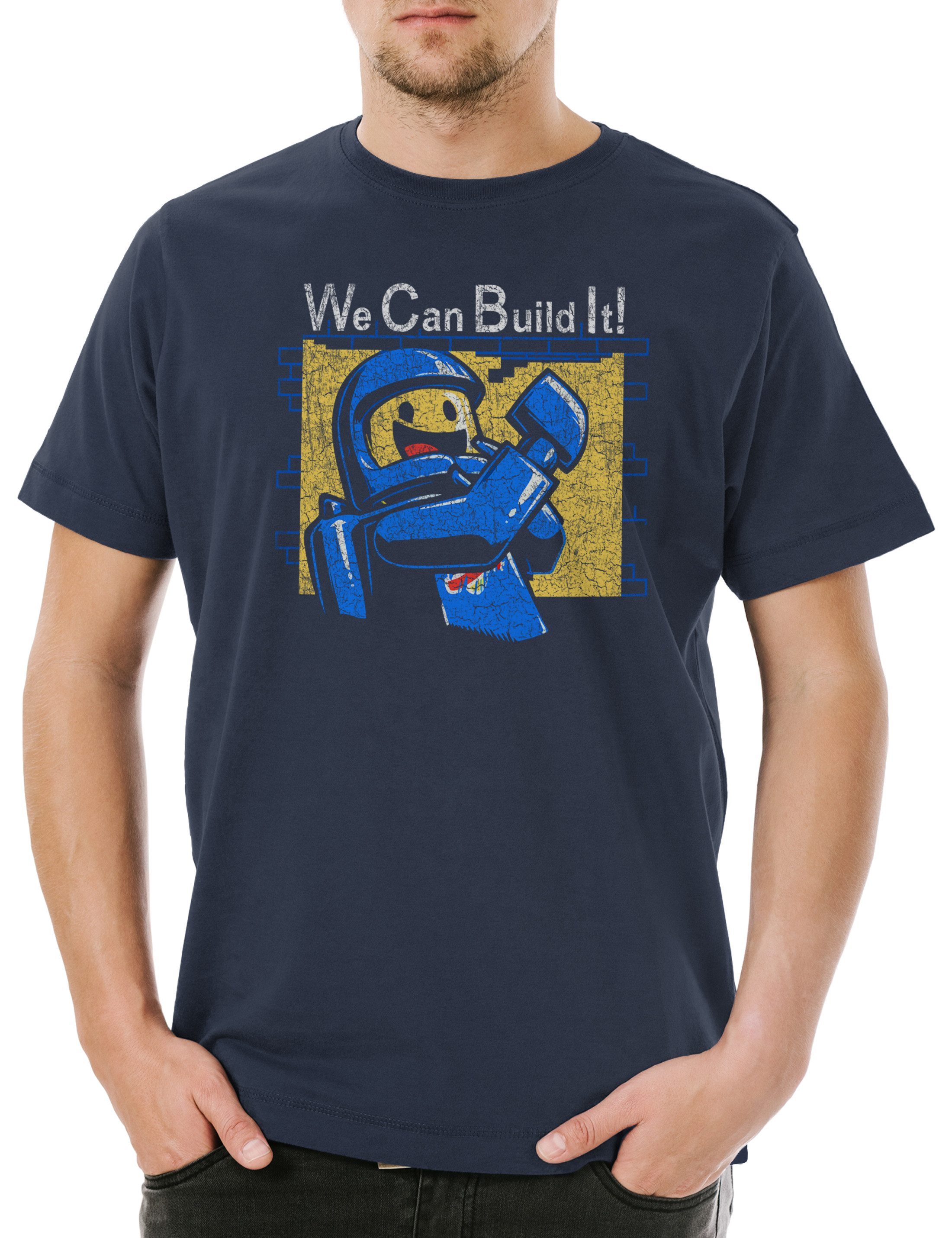 Print-Shirt We Can Build It Herren T-Shirt Pirate Pirates Bricks Steine Piraten