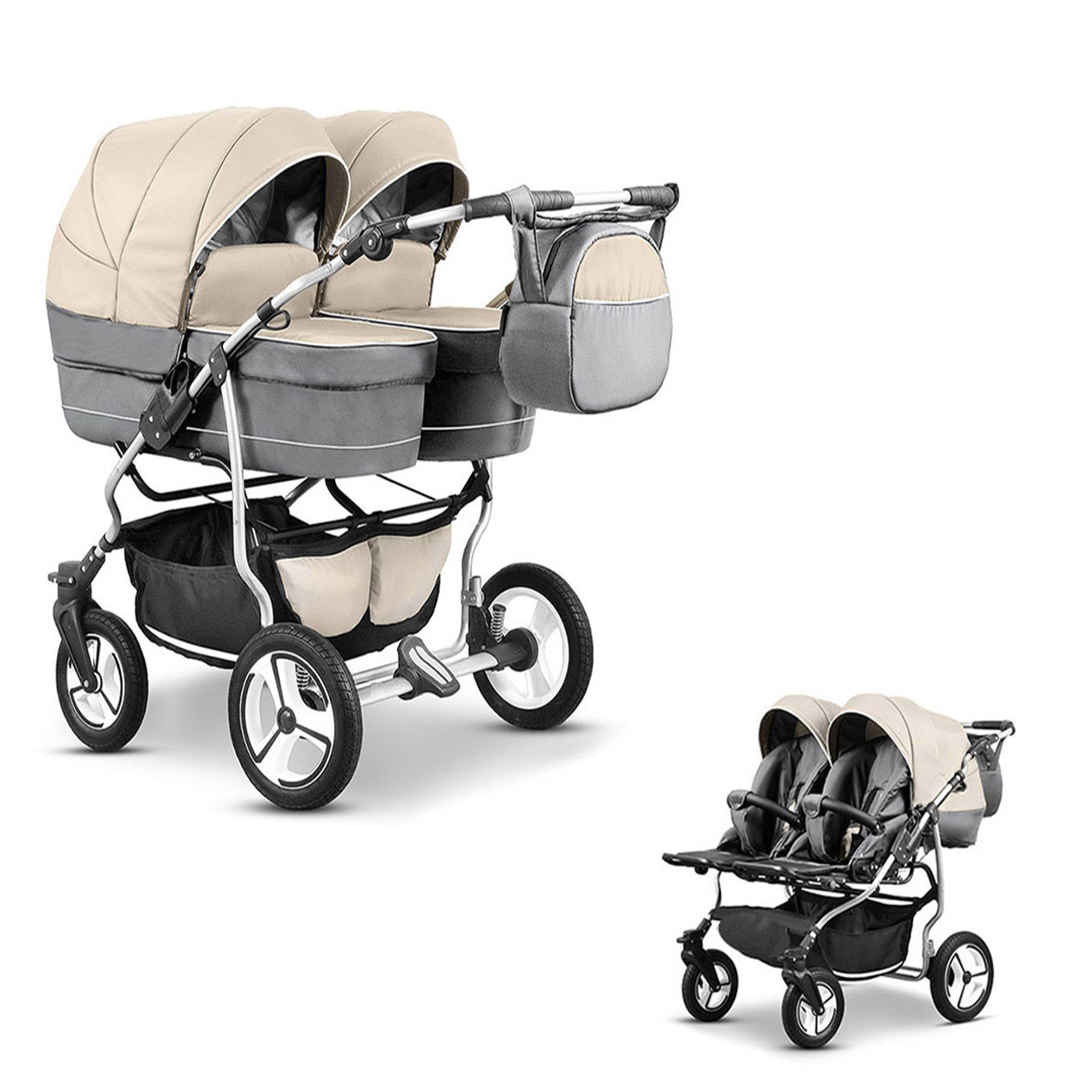 Zwillingswagen Zwillingskinderwagen 2 in 1 Twin Star - 10 Teile - in 16 Farben