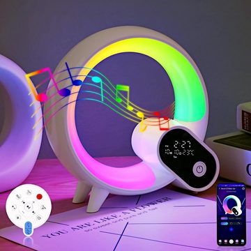 BlingBin LED Nachttischlampe Wecker Digital Kinder Farbwechsel Alarmwecker Lichtwecker, APP, LED fest integriert, Tischlampe Bluetooth-Lautsprecher für Erwachsene Kinder Schlafzimmer