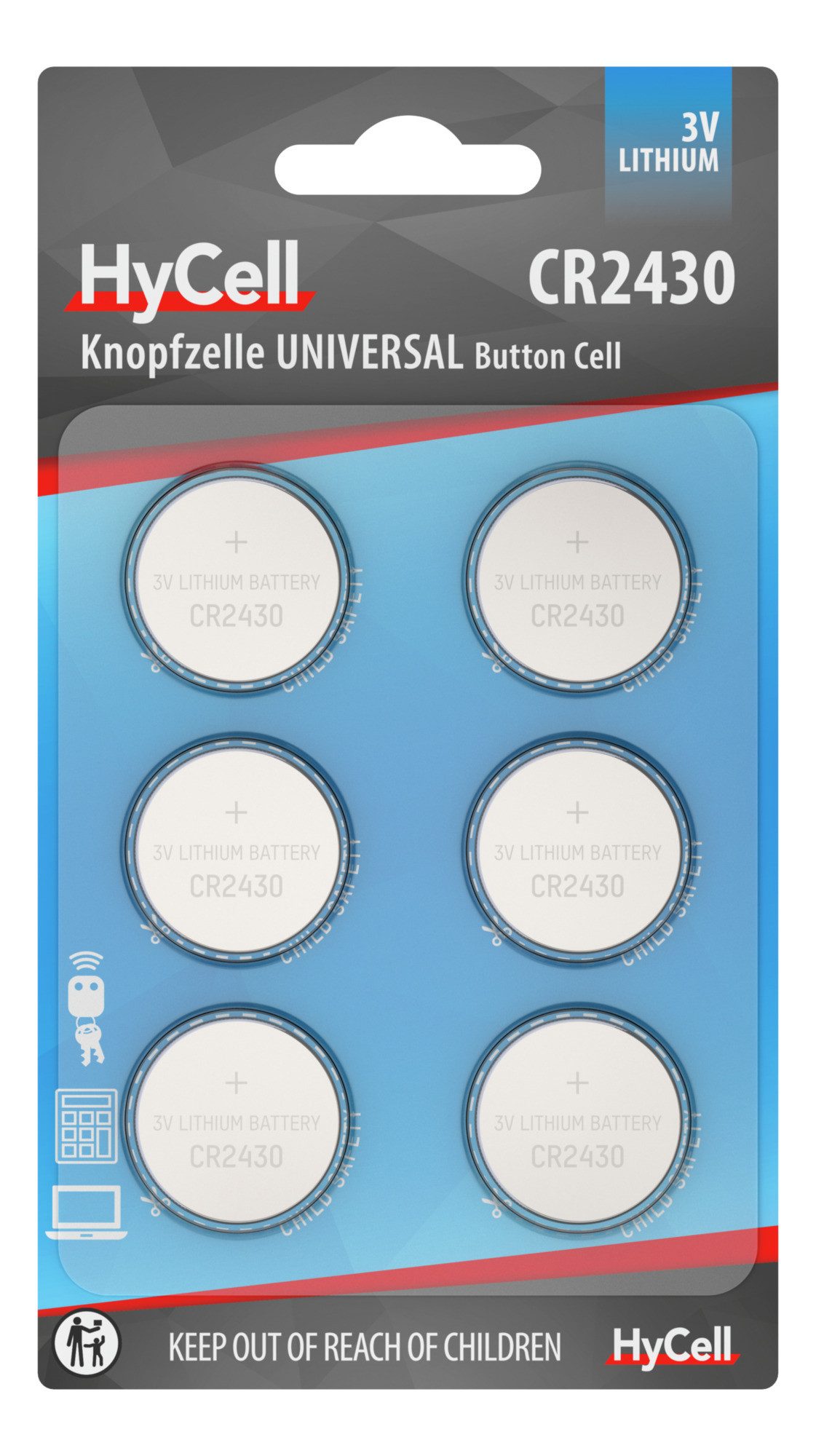 HyCell Lithium Кнопки клетки CR2430 3V, 6 Stück Knopfzelle