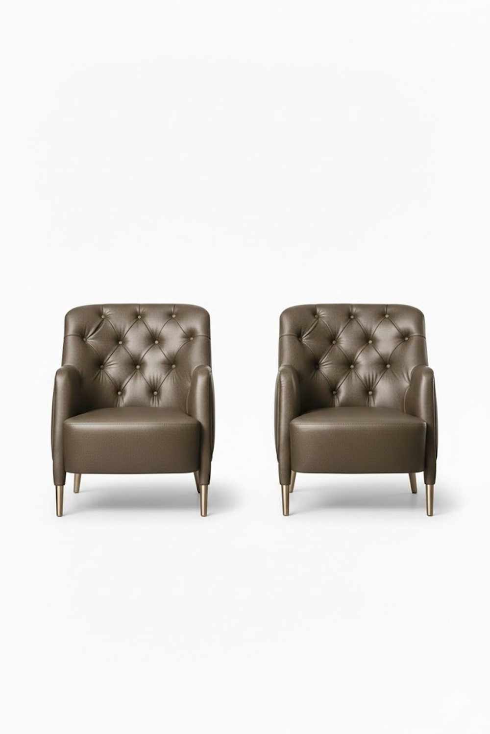 JVmoebel Chesterfield-Sessel Modern Sofagarnitur 1+1 Bronze-braune Farbe Minimalistisches Design (2-St)