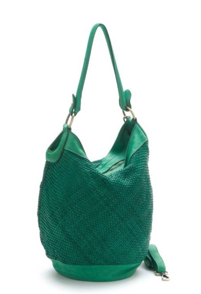 BZNA Schultertasche Taina Italy Designer Damen Handtasche Tasche Leder Shopper, geflochtenes Leder Emerald Green