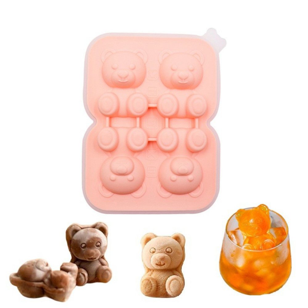 Eiswürfelform Teddybär Eiswürfelform aus Silikon mit abnehmbarem Deckel