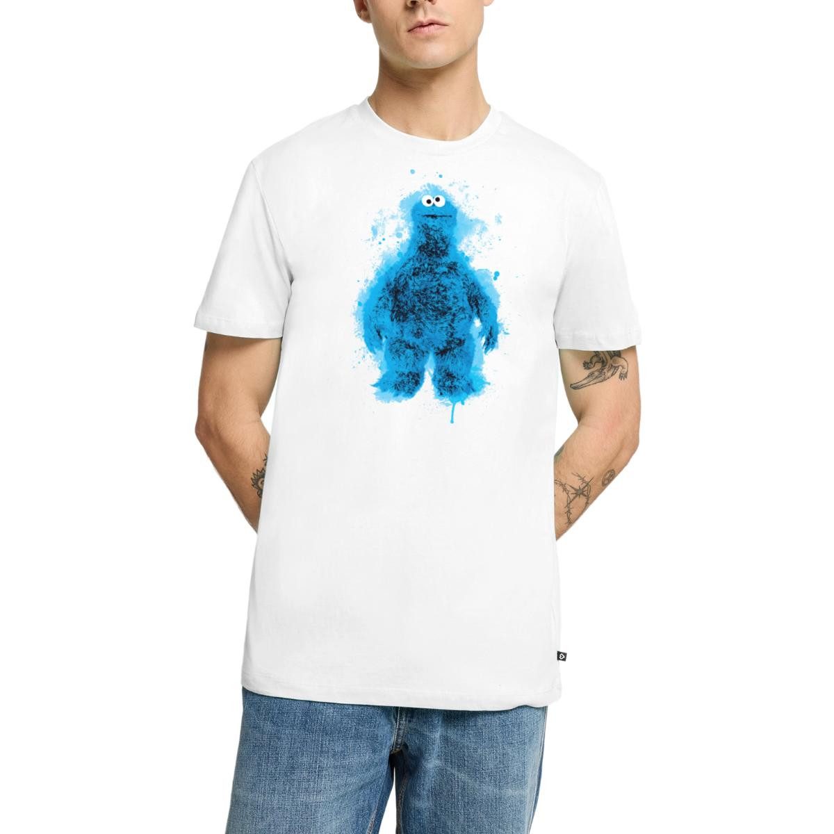 Spreadshirt T-Shirt Sesamstraße Krümelmonster Farbspritzer Männer Premium T-Shirt (1-tlg)