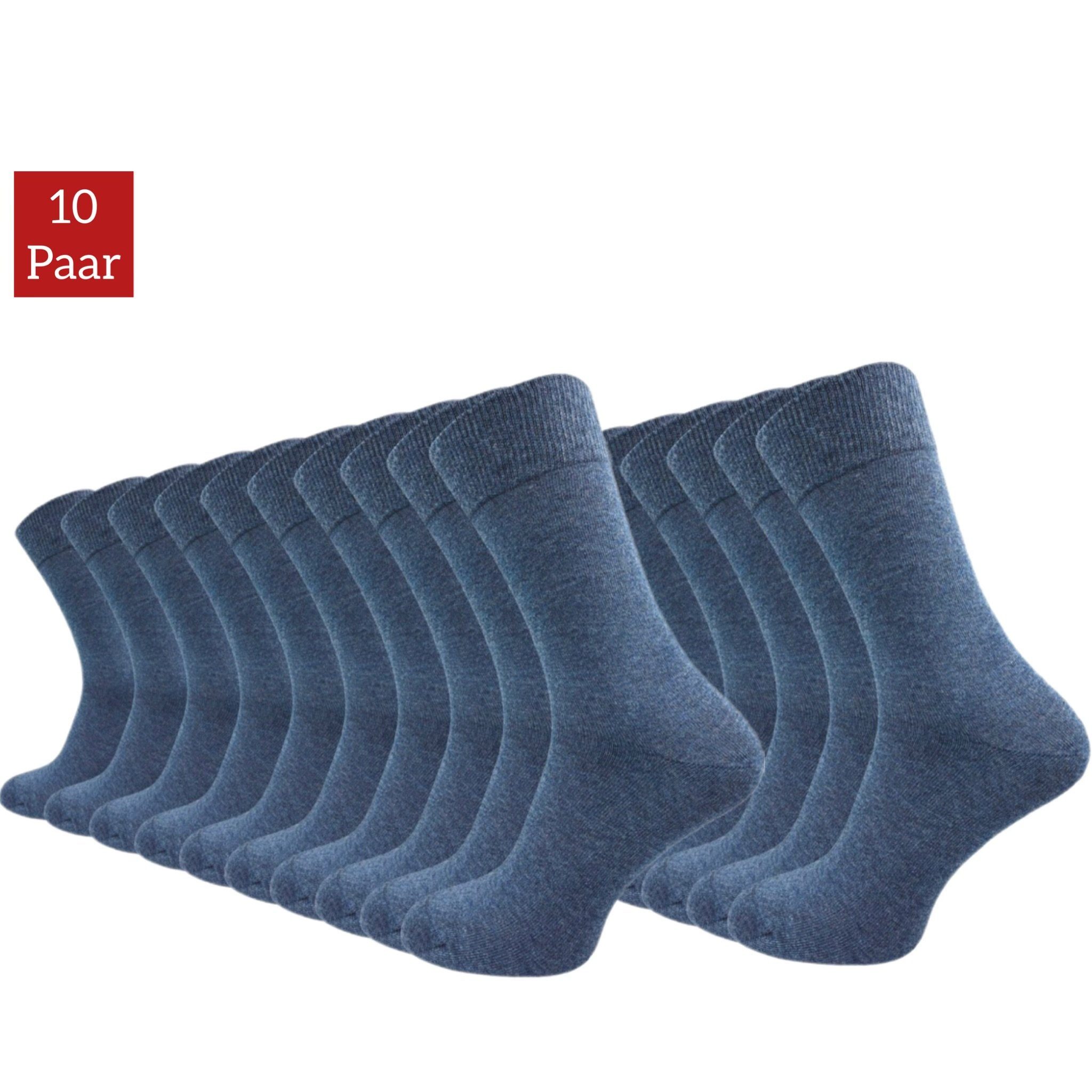 NERS Basicsocken für Damen und Herren aus hochwertiger Baumwolle ohne drückende Naht (10-Paar, 10) mit Komfortbündchen Jeans | Lange Socken