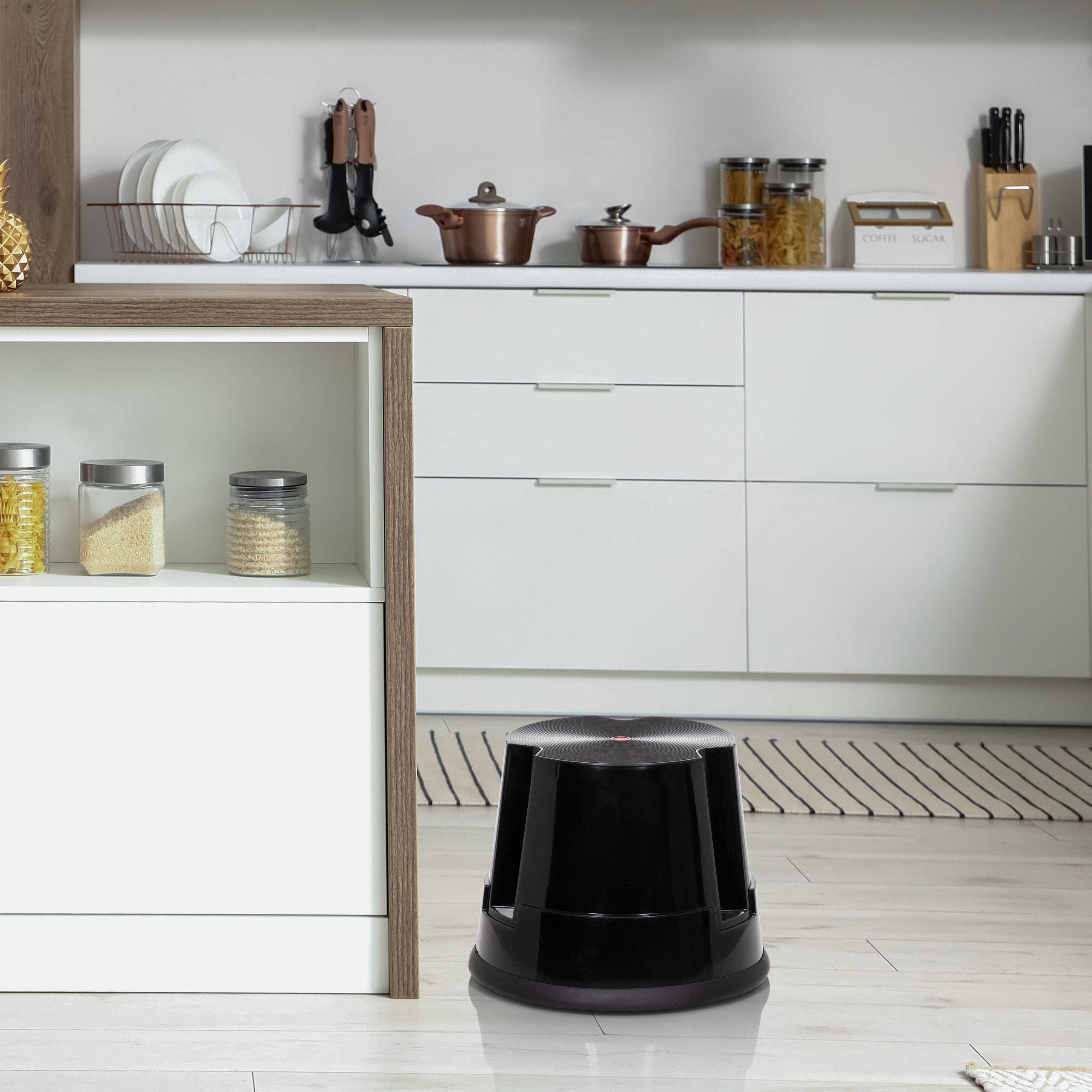 hjh OFFICE Tritthocker Tritthocker TIO-S Kunststoff, Rollhocker