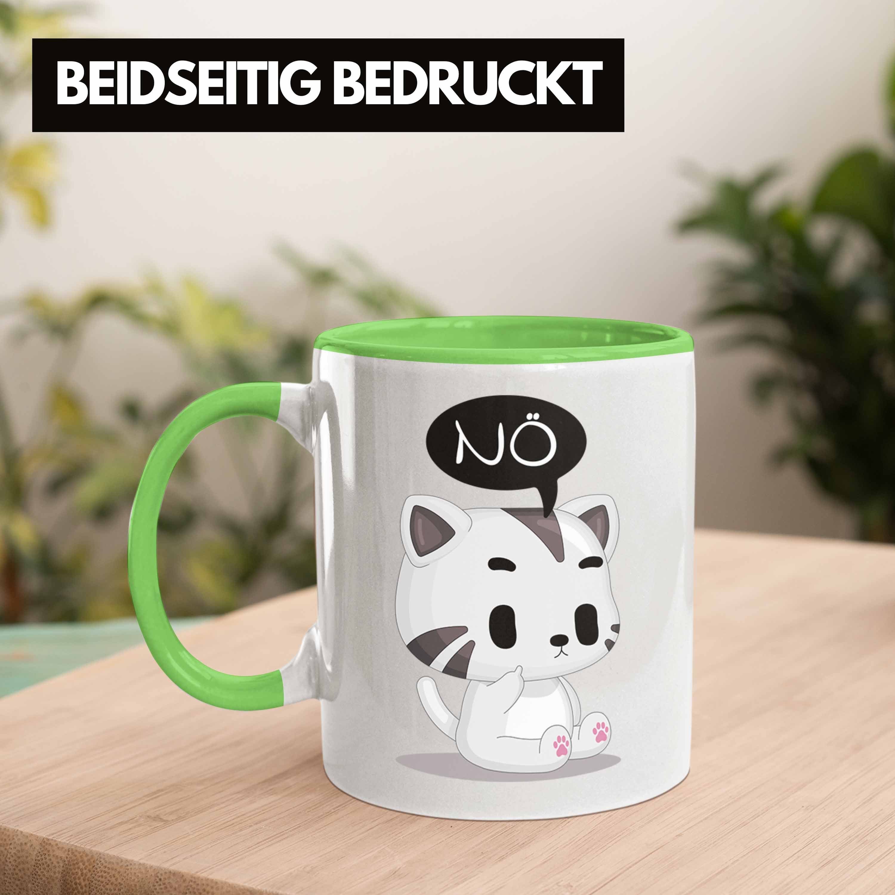 Nö Trendation Katze Geschenkidee Grün für - Tasse Lustige Kollegin Frauen Tasse Trendation Kaffeetasse