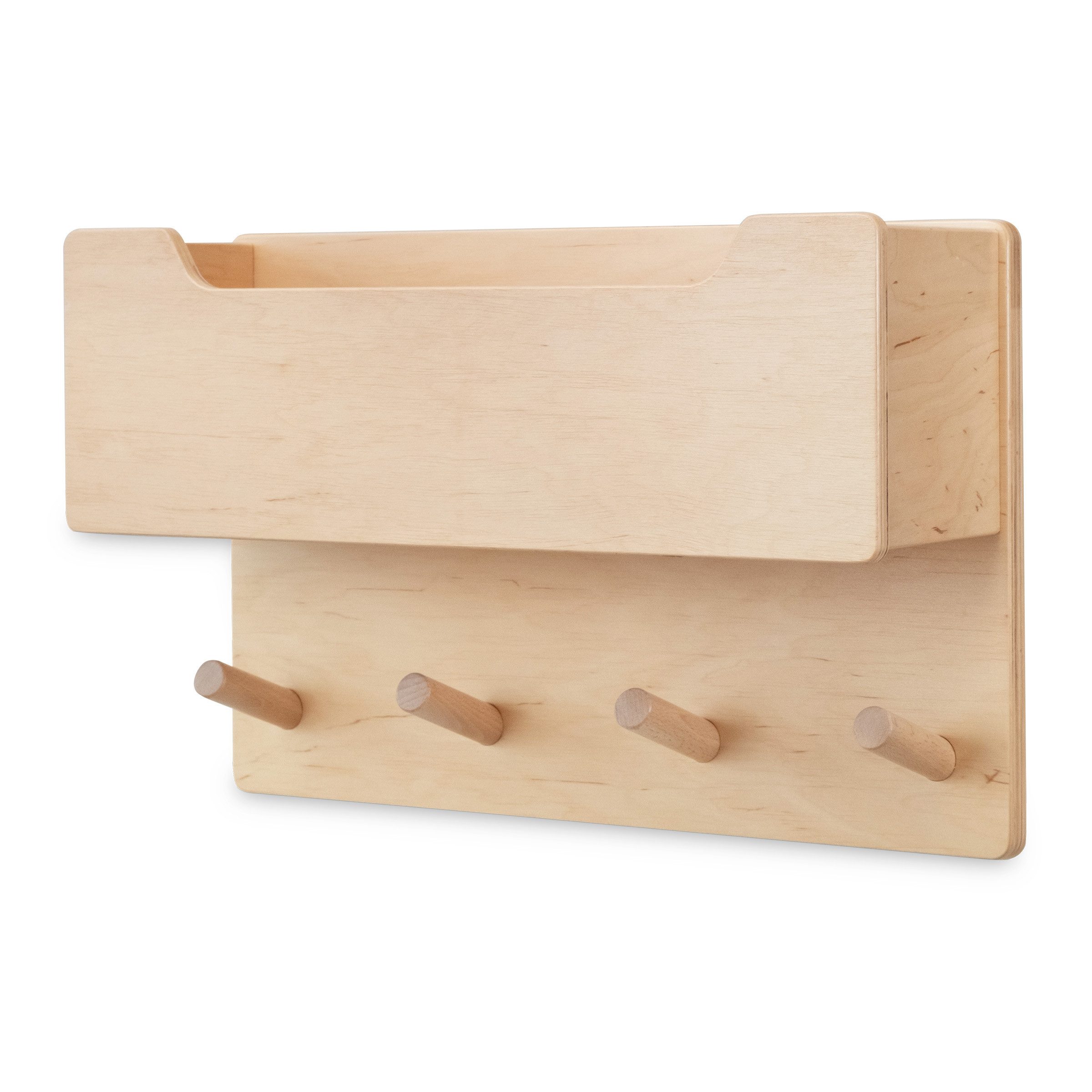 Ehrenkind Wandgarderobe für Kinder, Kindergarderobe (Garderobe Kinder, Garderobe für Kinderzimmer, Kinder Garderobe), aus massivem und nachhaltigem Holz - nach Montessori