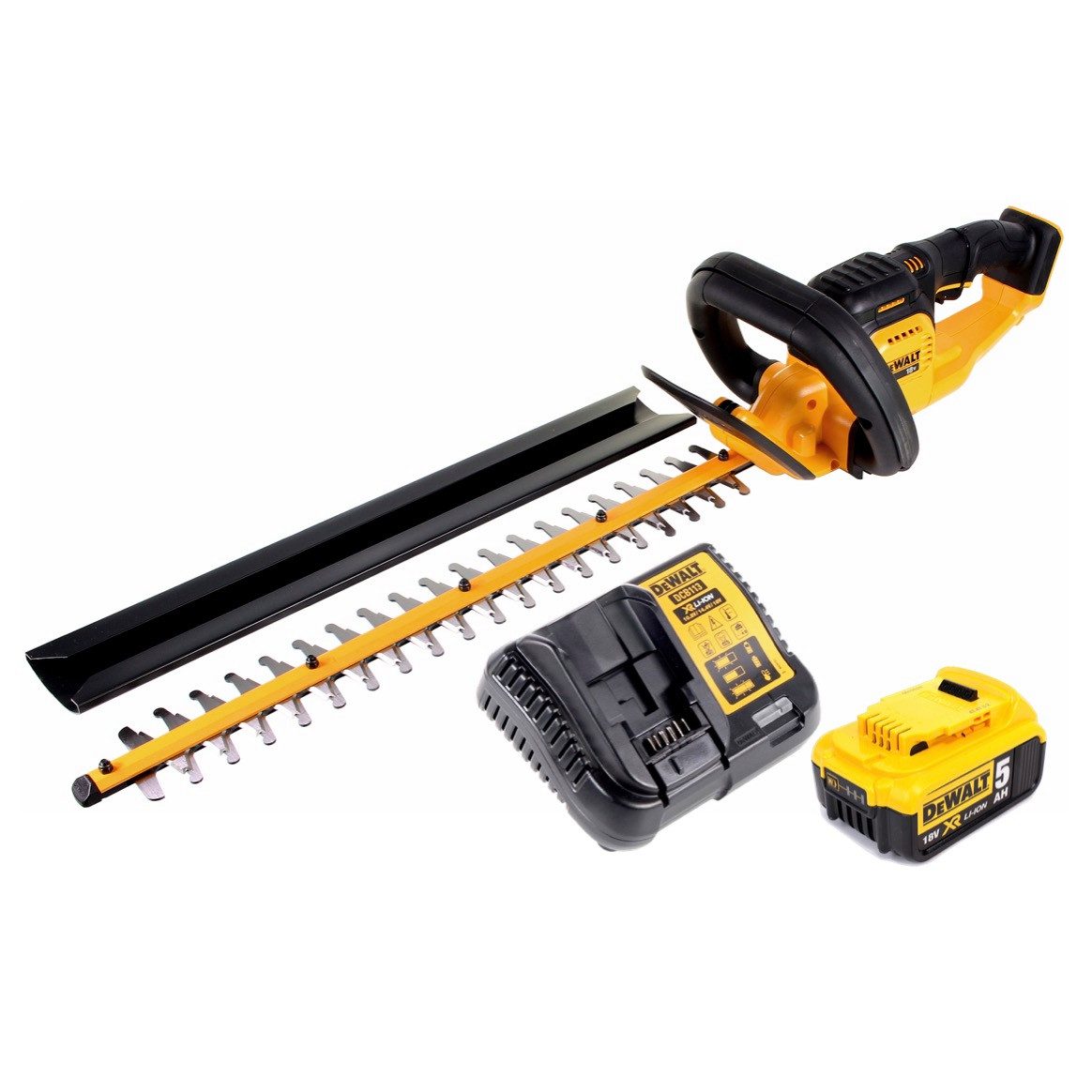 DeWalt Akku-Heckenschere DCM 563 P1 Akku Heckenschere 18V 55,8cm + 1x 5,0Ah Akku + Ladegerät
