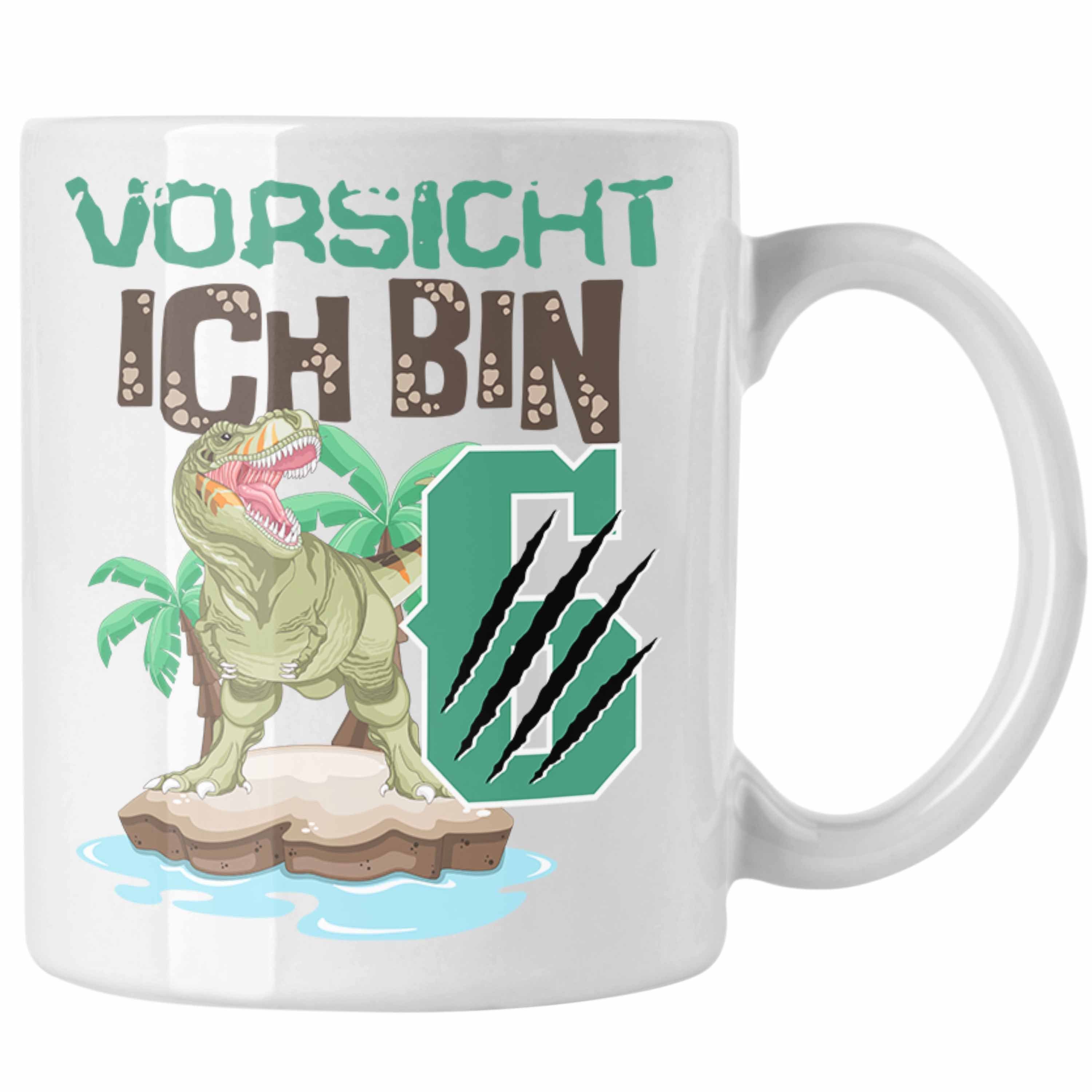 Trendation Vorsicht Geschenkidee Ich Bin 6 Dinosaur Geburtstag 6er Weiss Tasse Jungs Geschenk