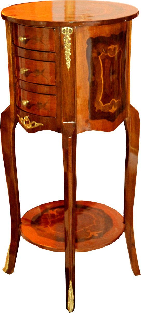 Casa Padrino Beistelltisch Barock Kommode mit Schubladen Braun 80 x 40 cm - Antik Stil Beistell Tisch - Telefontisch - Möbel