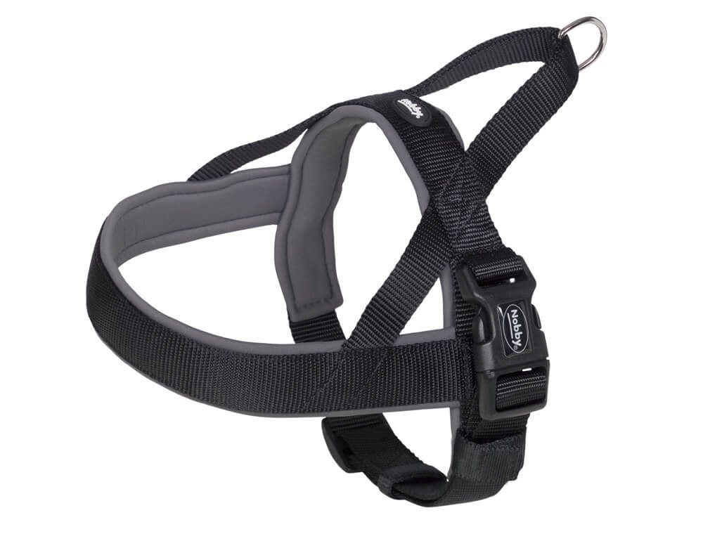 Nobby Hunde-Geschirr Norwegergeschirr "Classic Preno", schwarz/grau, XL, Nylon-Neopren, Bauchriemen stufenlos verstellbar von Nobby