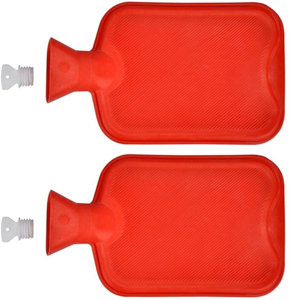 HAC24 Wärmflasche Wärmeflasche Wärmekissen Wärme Flasche Bettflasche, (2-tlg), aus Gummi, 2 Liter