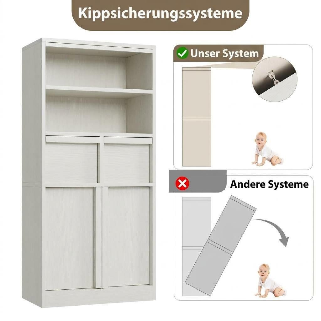 GarveeMore Badkommode Badezimmerschrank Badschrank mit 2 Schubladen 60x30x130 – Bild 3 von 5