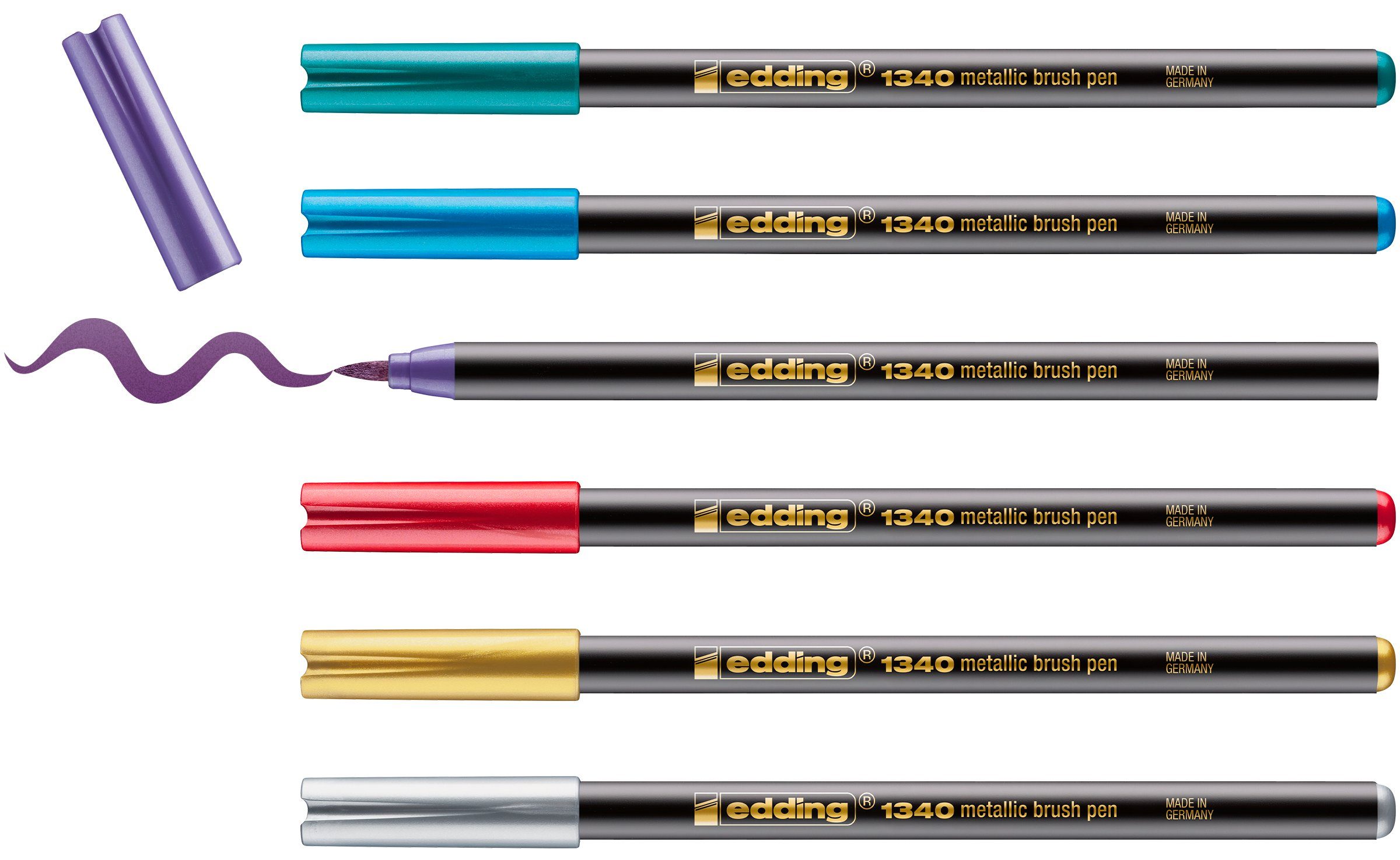 edding Pinselstift 1340 Pinselstift Metallic, 6er-Set