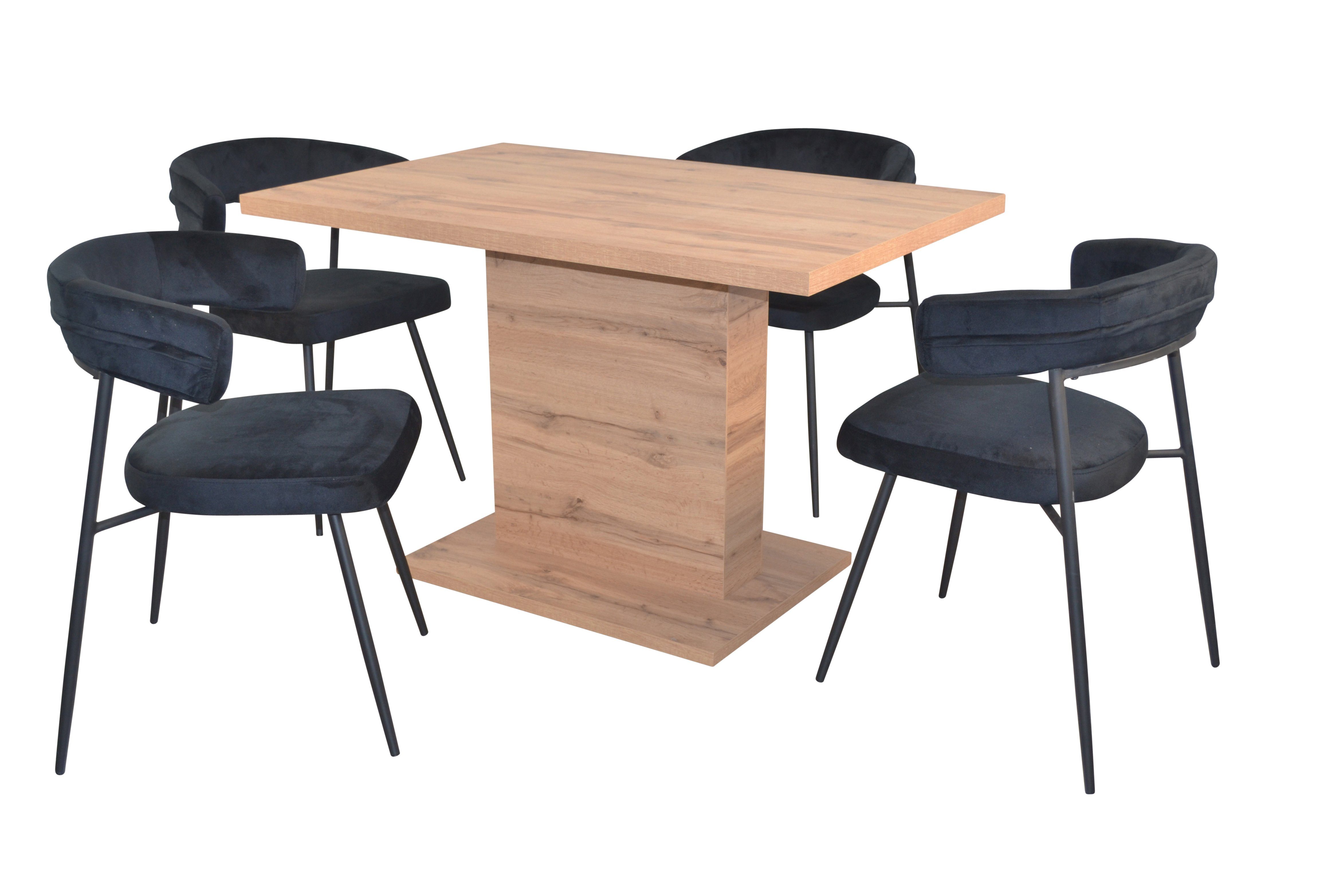 moebel-direkt-online Essgruppe 5teilige Essgruppe bestehend aus 1 Esstisch und 4 Stühlen, (Spar-Set, 5teiliges Set) schwarz | Essgruppen
