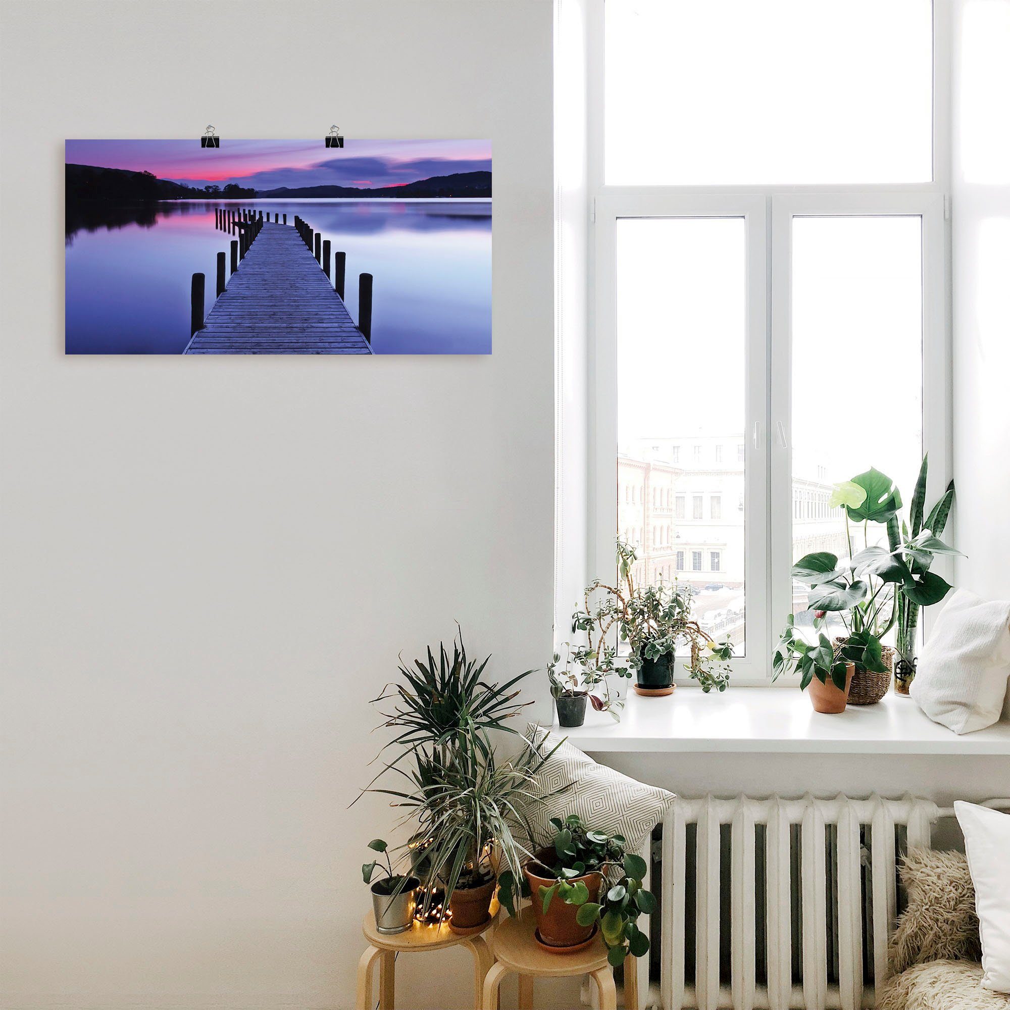 versch. als Panorama Wandbild (1 in oder Leinwandbild, Alubild, Seebilder Coniston Artland St), Größen Wandaufkleber Water, Poster Steg