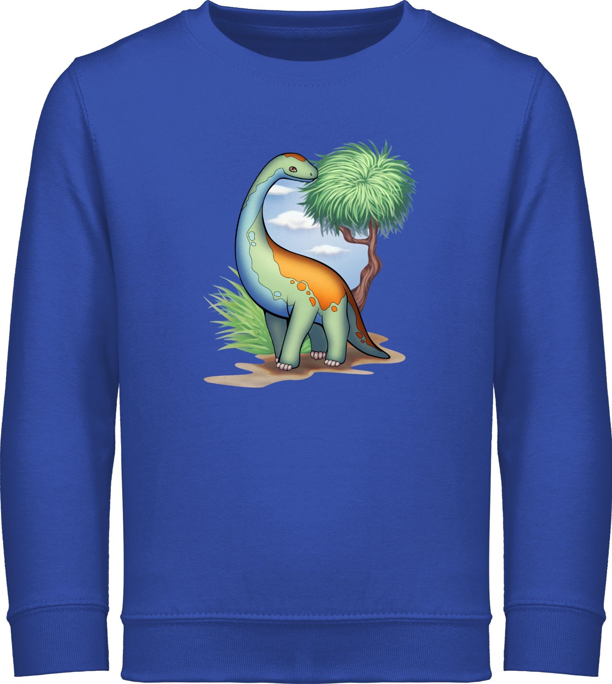 Animal Shirtracer Royalblau 1 - Sweatshirt Dino Langhals Print Tiermotiv