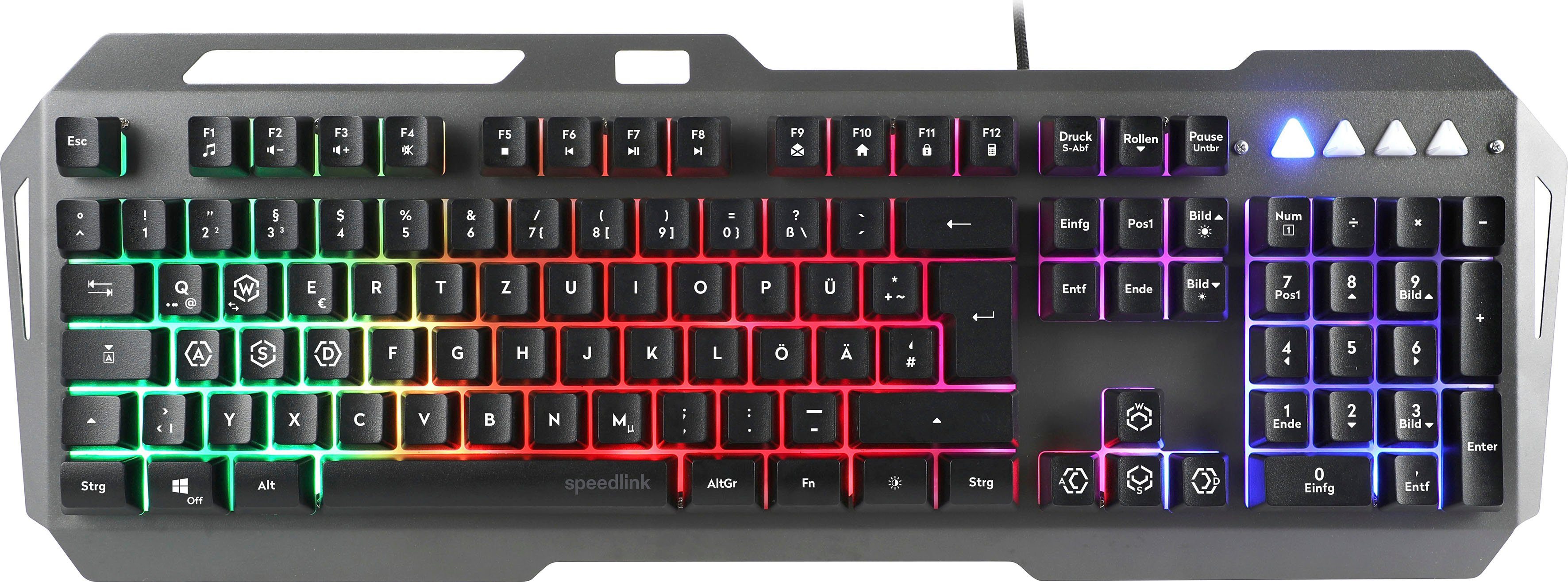 Gaming LUNERA mit Gaming-Tastatur (mehrfarbige Metal mehrfarbiger Speedlink Rainbow Tastatur Beleuchtung Beleuchtung),