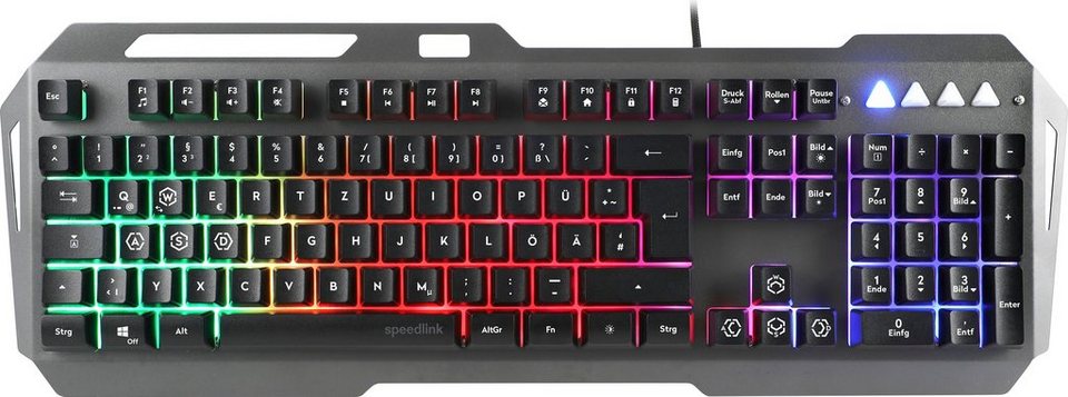 Speedlink LUNERA Metal Rainbow Gaming-Tastatur (mehrfarbige Beleuchtung), Gaming  Tastatur mit mehrfarbiger Beleuchtung