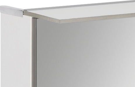 Breite PE FACKELMANN und - beleuchtetem 100 Unterboden weiß Spiegelschrank Türen Badmöbel 100 3 cm, mit