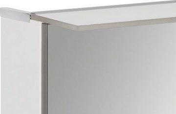 FACKELMANN Spiegelschrank PE 100 - weiß Badmöbel Breite 100 cm, mit 3 Türen und beleuchtetem Unterboden