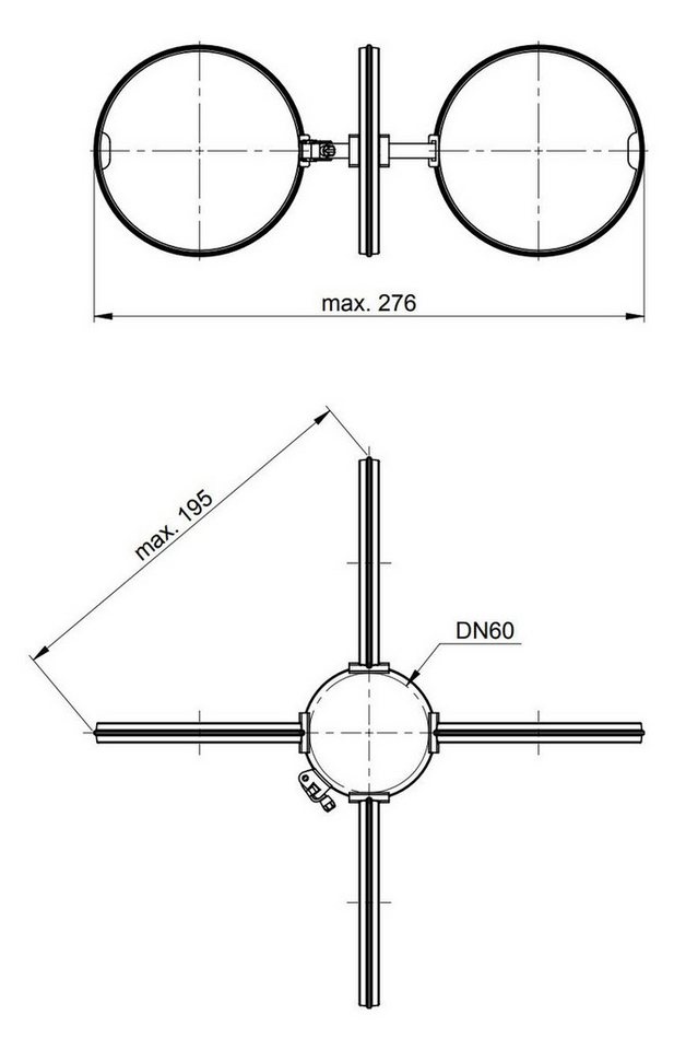 Thumbnail - ATEC Abgastechnologie PP-Rohr ATEC Schornstein Abstandhalter DN60 (4 Stück) 0354, (4-tlg), DN60