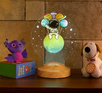 Geschenkelampe LED Nachttischlampe Astronaut 3D Kinderzimmer Nactlicht mit UV Druck Geschenk für Baby, Leuchte 7 Farben fest integriert, Geburtstagsgeschenk für Jungen, Kinder