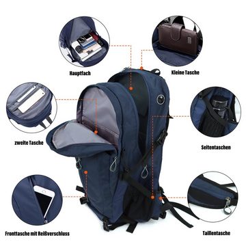 TAN.TOMI Wanderrucksack 40L Großer Wanderrucksack, Wasserdicht Multifunktionaler Daypack, mit Rückenbelüftung für Radfahren Reisen Klettern Sport