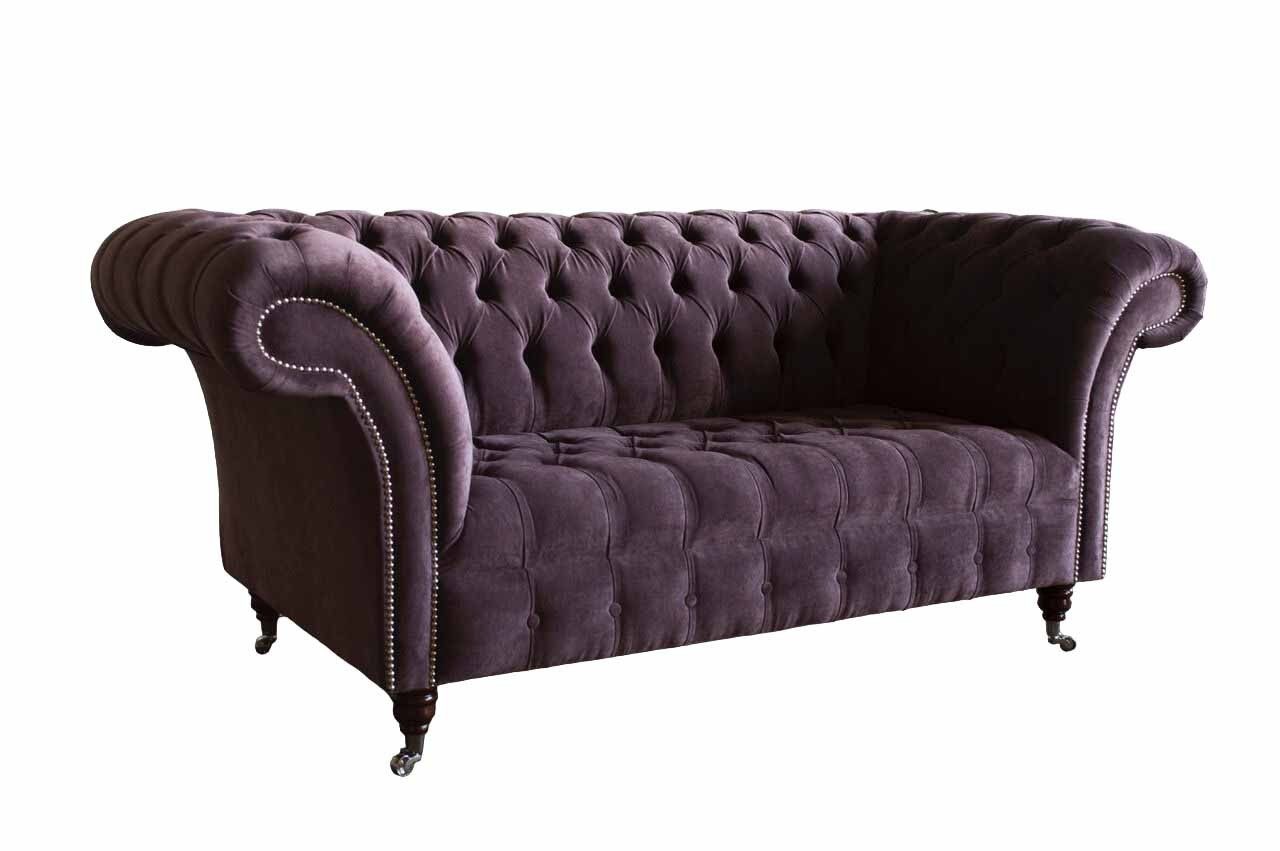 Xlmoebel Chesterfield-Sofa Lila Zweisitzer Couch aus Textil im Chesterfield Design, 1 Teile, Made in Europa