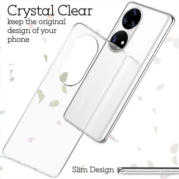 Nalia Smartphone-Hülle Huawei P50 Pro, Klare Silikon Hülle / Extrem Transparent / Vergilbungsfrei / Stoßfest / Kratzfest / Durchsichtige Dünne Schutzhülle / Clear Phone Case / Soft Cover / Anti-Gelb / Flexibel / Handy-Schale Etui Bumper Phone Backcover Handycase Handycover