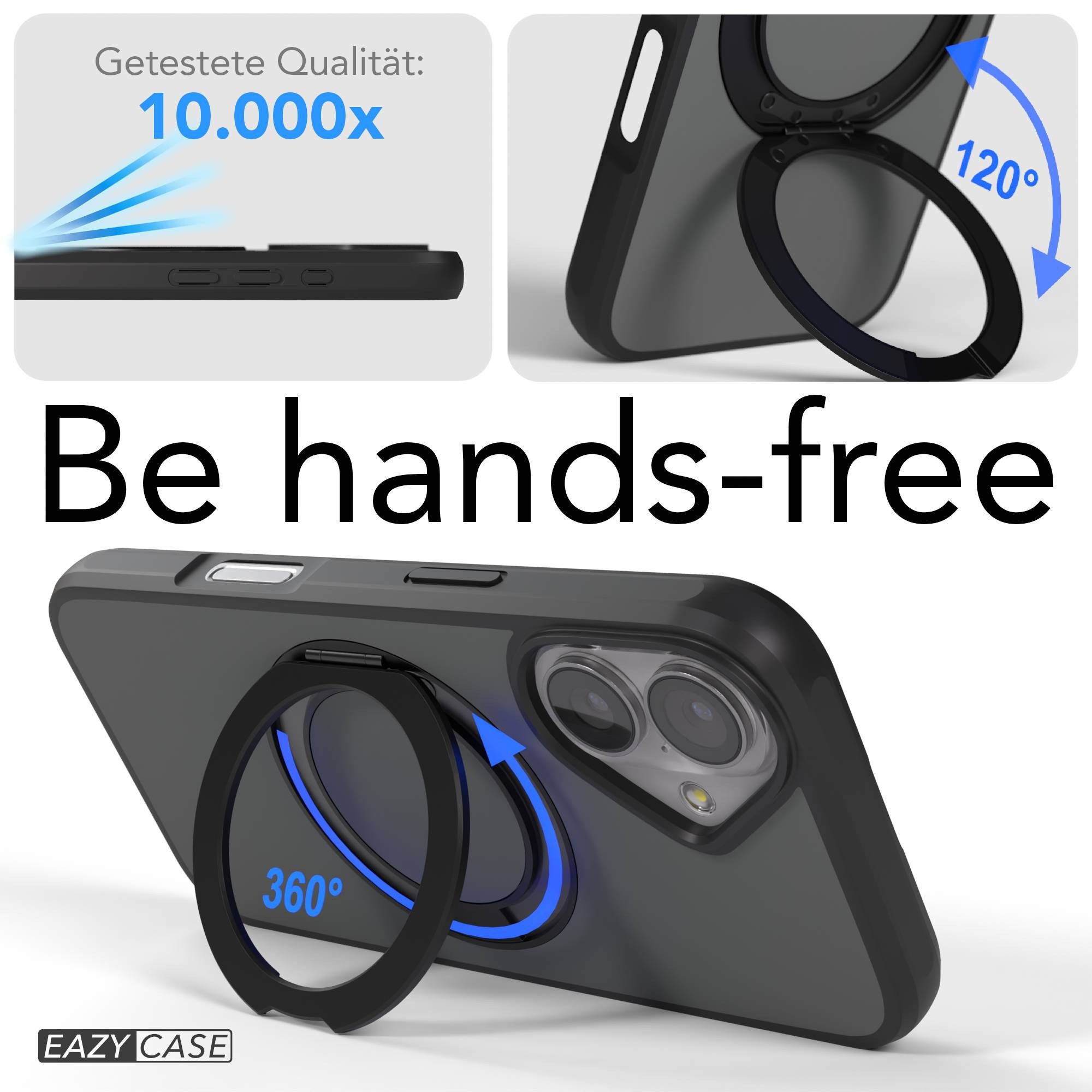 EAZY CASE Handyhülle Outdoor Apple iPhone 17 Case MagSafe Rotation Ring 6,3 Zoll, Outdoor Handy Hülle Bumper Schutzhülle Slim mit Kameraschutz Schwarz – Bild 5 von 5