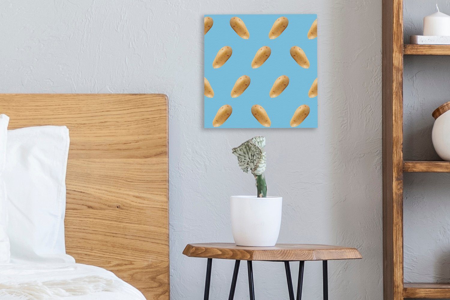 Wohnzimmer - Leinwandbild für Bilder Leinwand (1 OneMillionCanvasses® Muster Kartoffel Schlafzimmer St), Blau, -