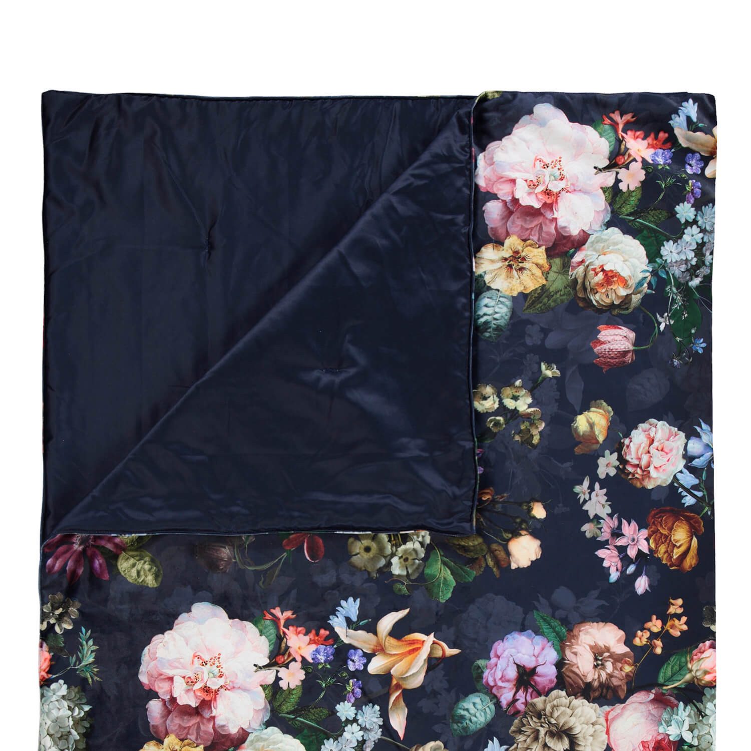 Plaid Wohndecke Fleur Nightblue 135x170 cm, Essenza, Kuscheldecke, Sofadeck günstig online kaufen