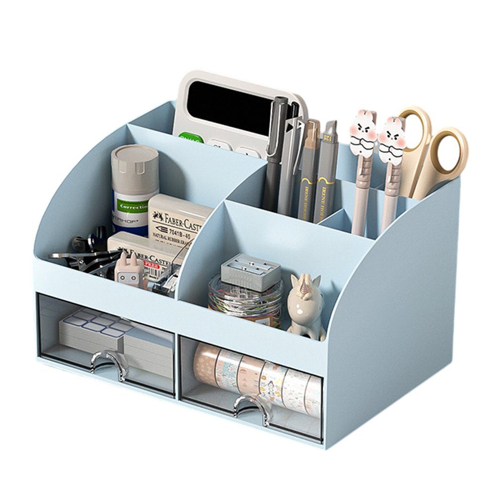 NUODWELL Organizer Schreibtisch Organiser, Plastik Tisch Organiser mit 2 Clear Schubladen