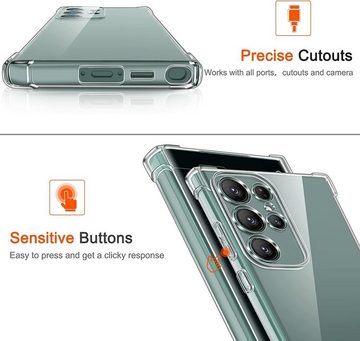 Widmann-Shop Handyhülle für Samsung Galaxy S24 Ultra Plus Case Hülle Transparent, Kameraschutz, Vergilbungsfrei