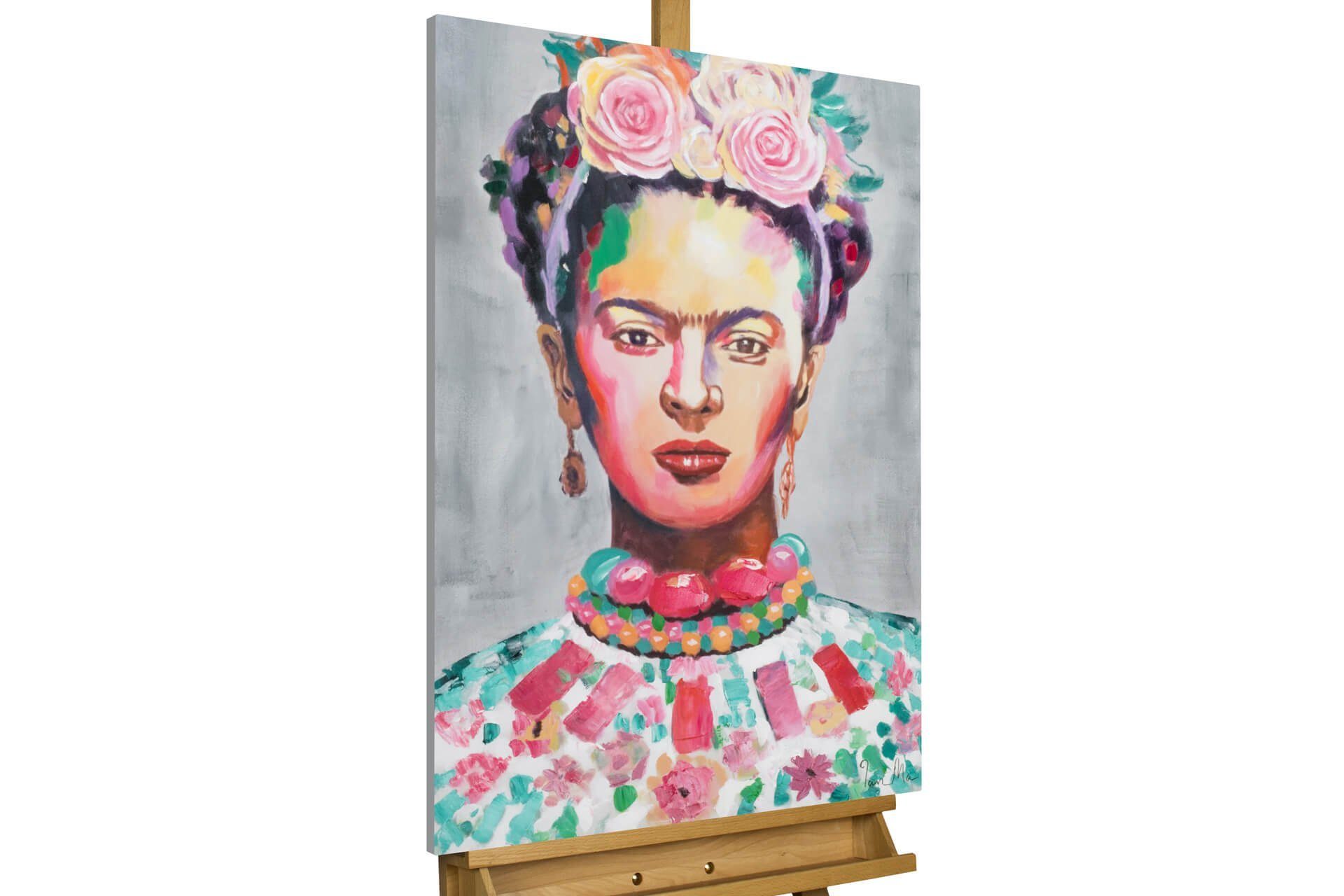 KUNSTLOFT Gemälde Frida 60x90 cm, Leinwandbild 100% HANDGEMALT Wandbild Wohnzimmer | Ölbilder