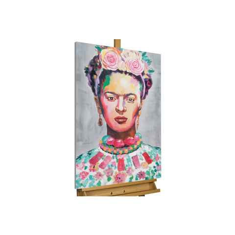 KUNSTLOFT Gemälde Frida 60x90 cm, Leinwandbild 100% HANDGEMALT Wandbild Wohnzimmer